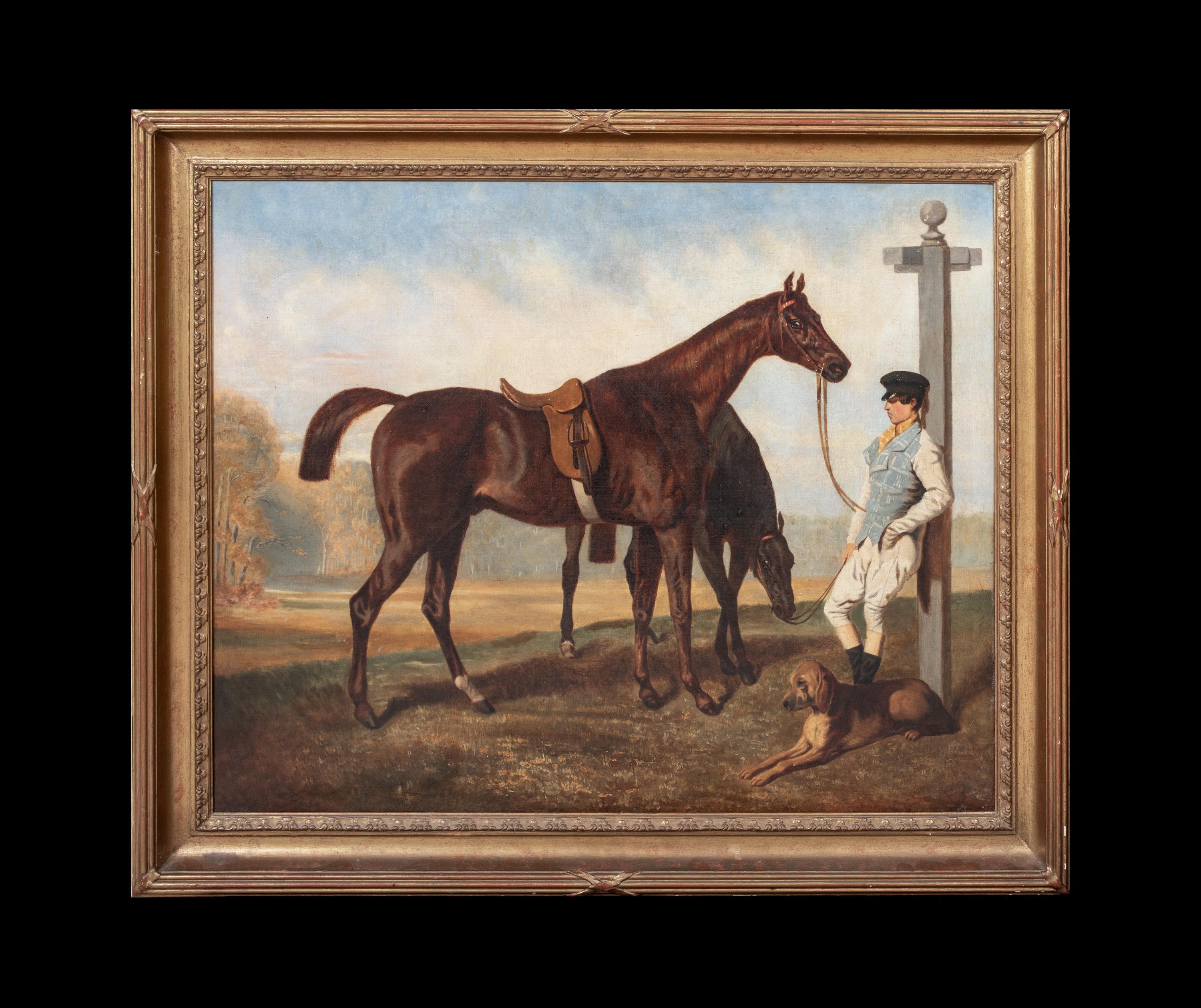 Le Lad Blanc et ses Chevaux, 19th Century - Painting by Alfred de Dreux