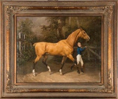 Young Man with his Horse - Oil Paint by Alfred De Dreux - Mid 19th Century