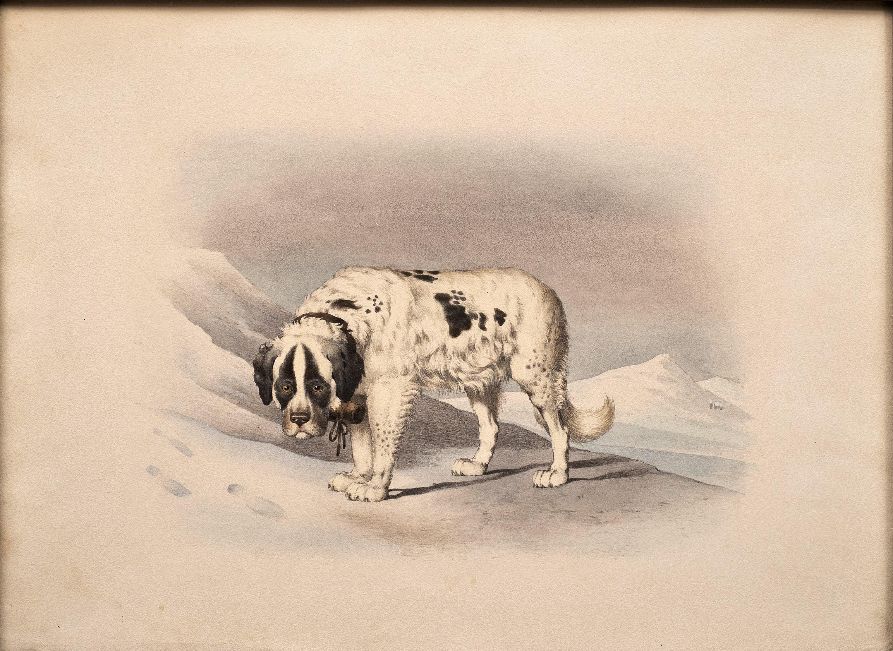 Lithographie ancienne de chien dans le goût d'Alfred de Dreux, France circa 1870 en vente 2