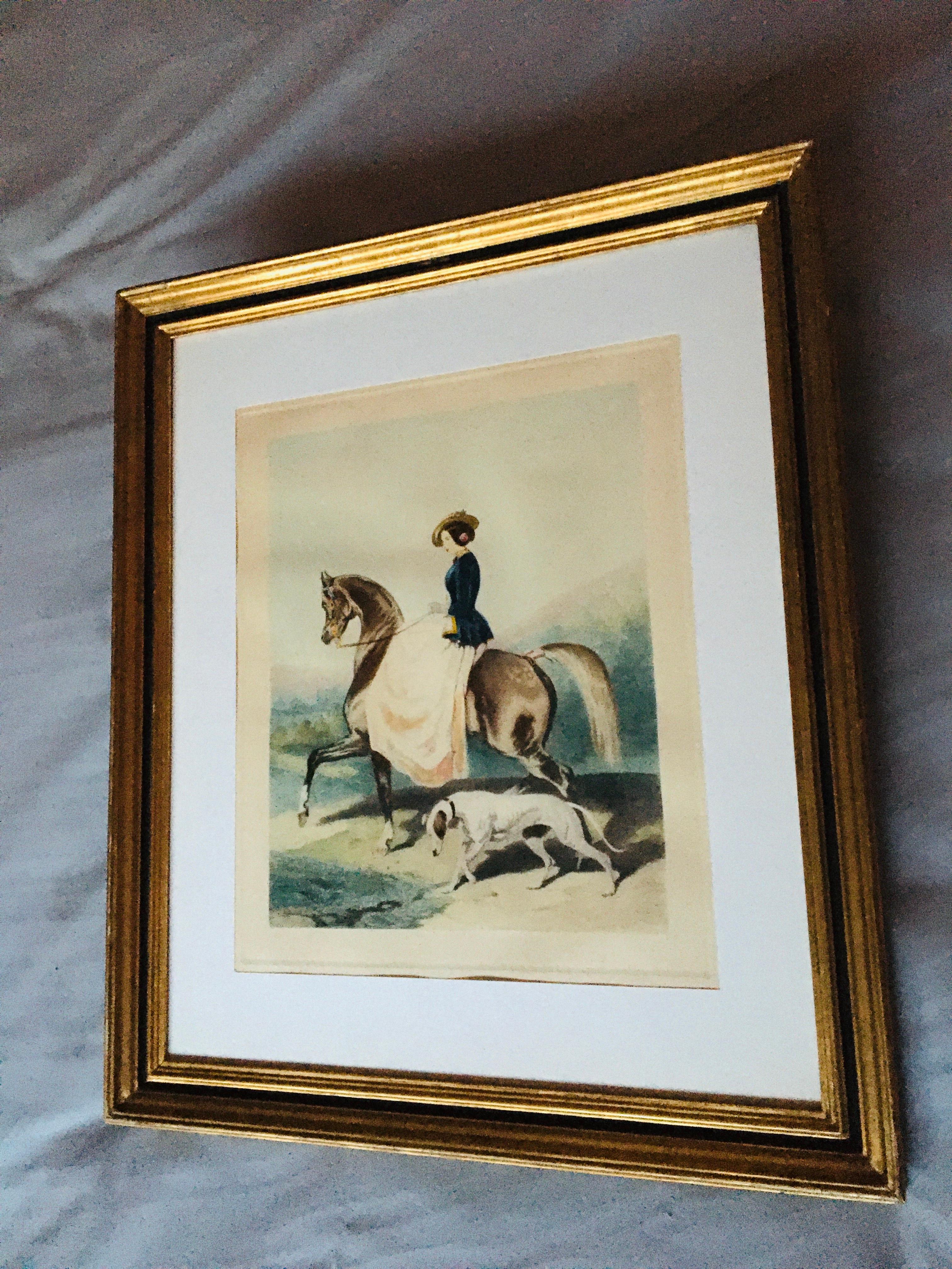 The Horsewoman and her Greyhound - Print by Alfred de Dreux
