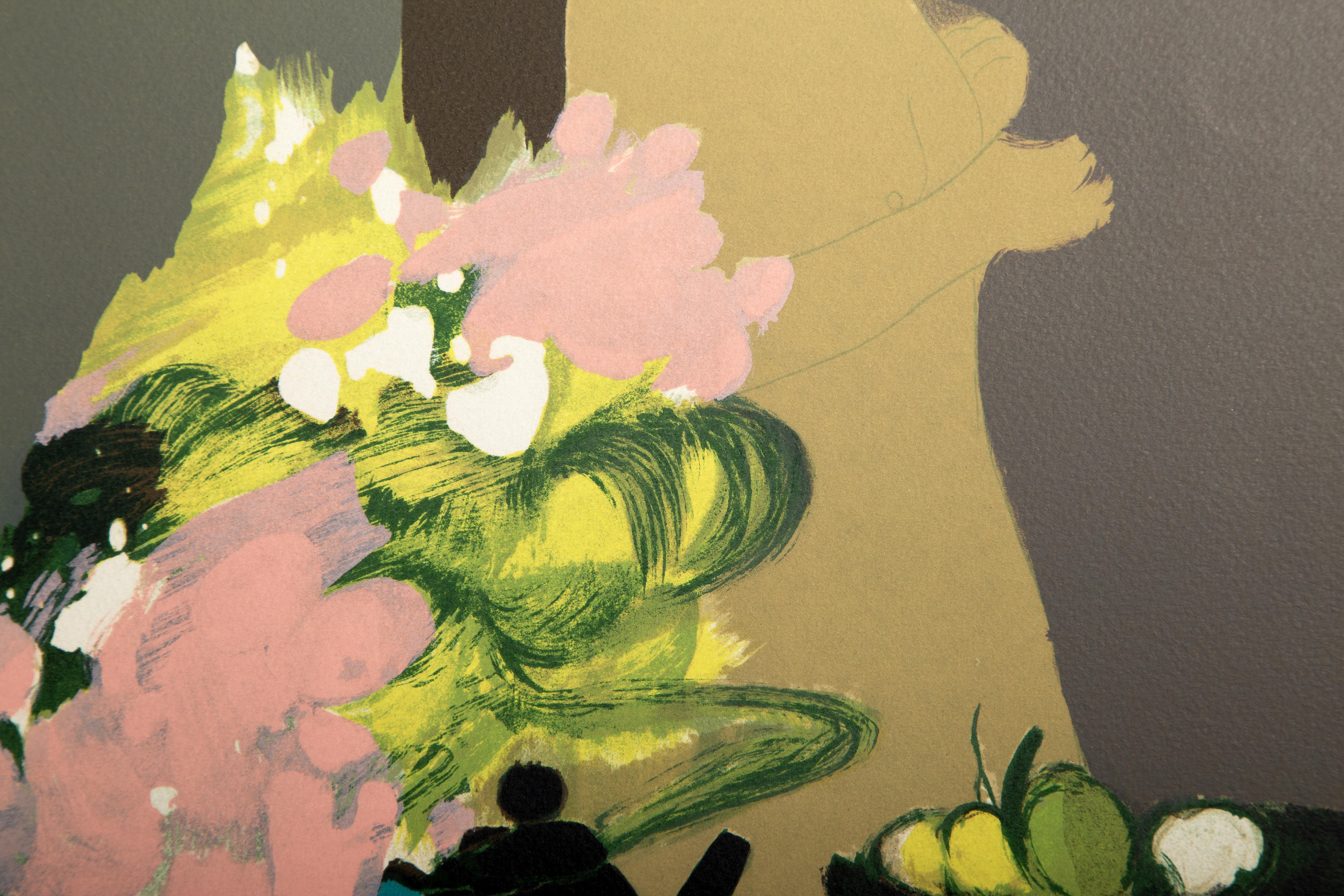 Femme nue au bouquet, Litografía firmada por Alfred Defossez en venta 1
