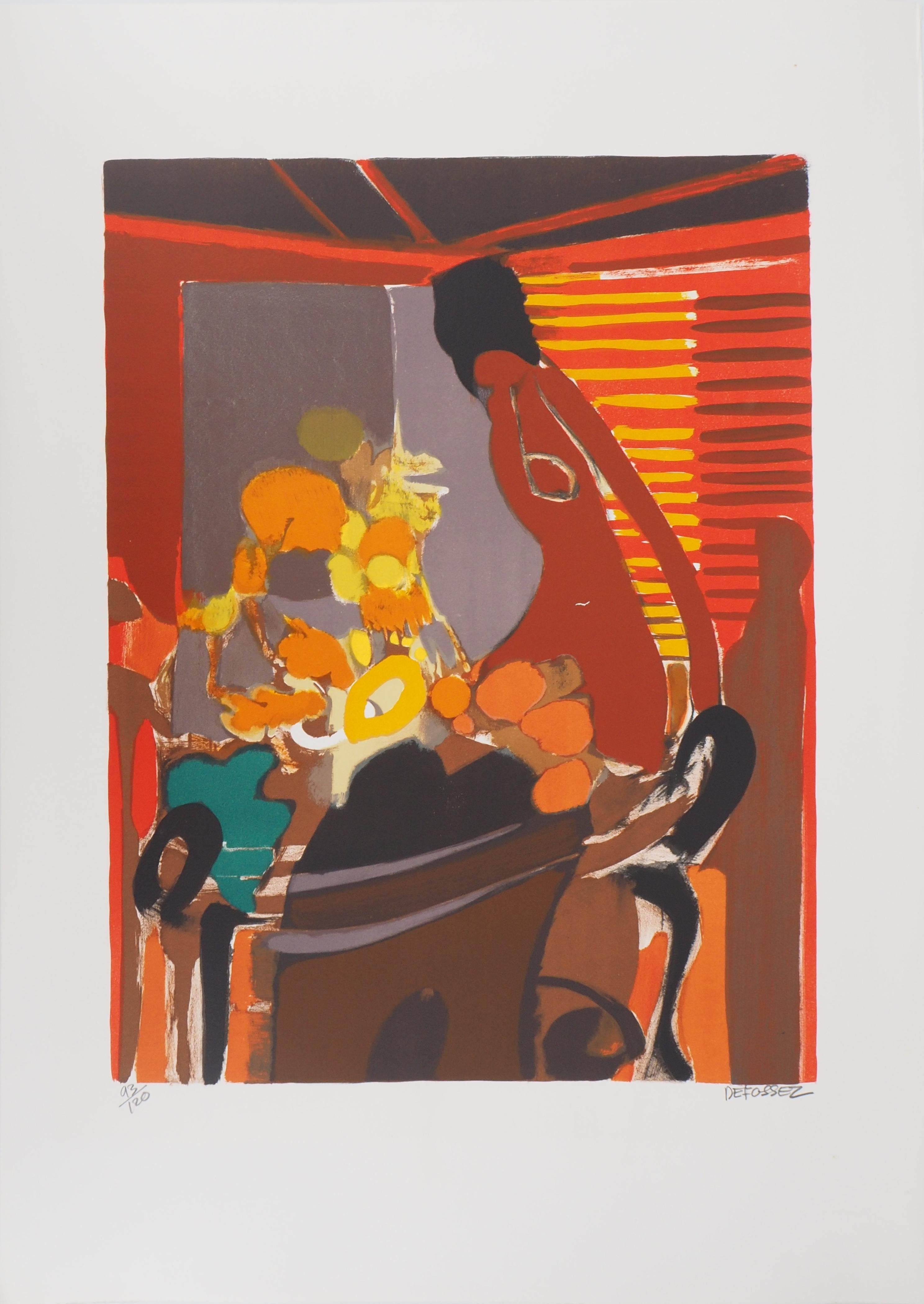 Alfred Defossez Interior Print - Model : Sweet Day at Home - Original Lithograph Handsigned and N° (Mourlot)