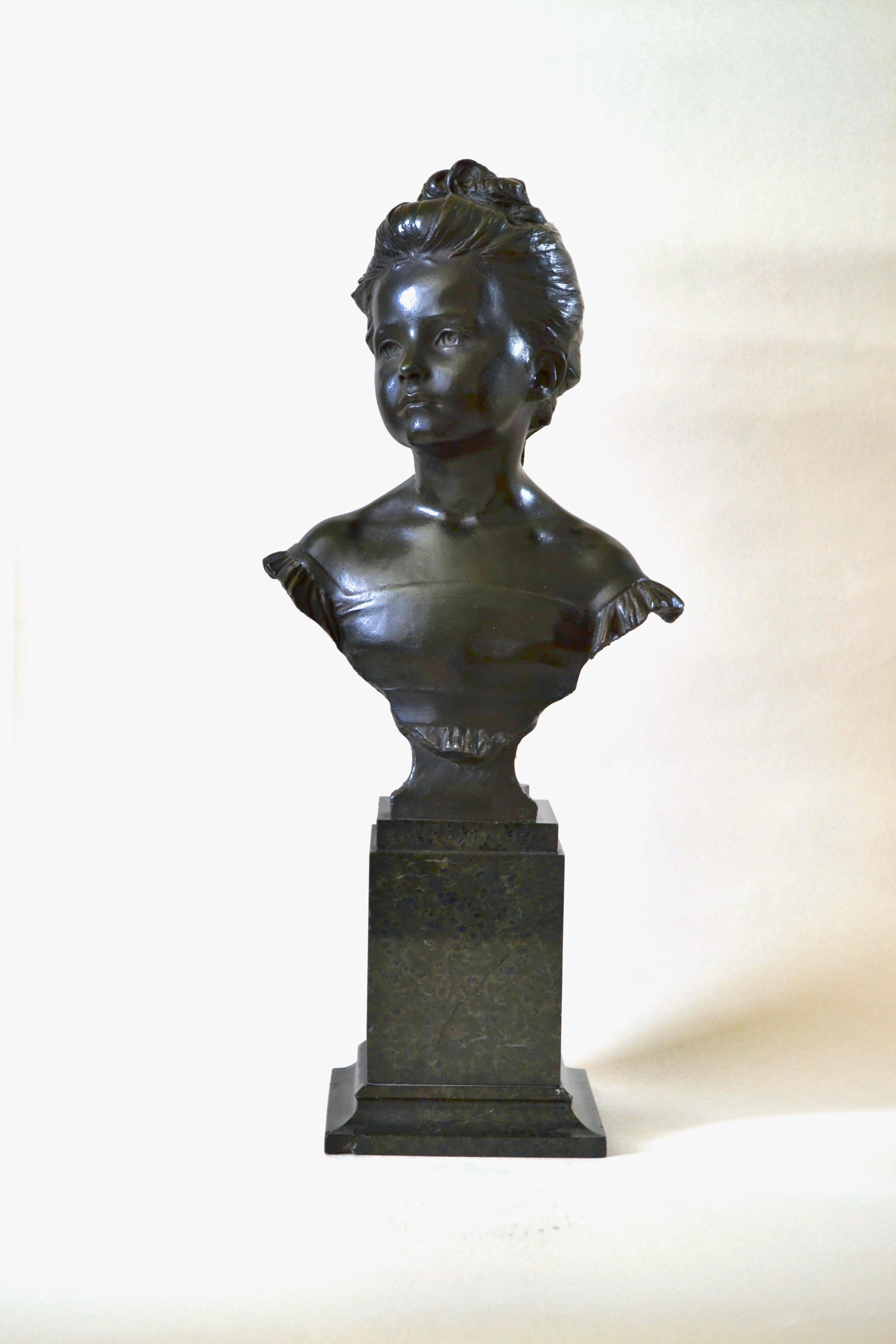 ALFRED DRURY, RA
(1856-1944)

The Age of Innocence

Signed: A DRURY
Bronze on green marble base

Height including base 45.5 cm., 18 in.

Born in Islington, London, Drury was raised in Oxford where his father owned and inn.  He attended Oxford School