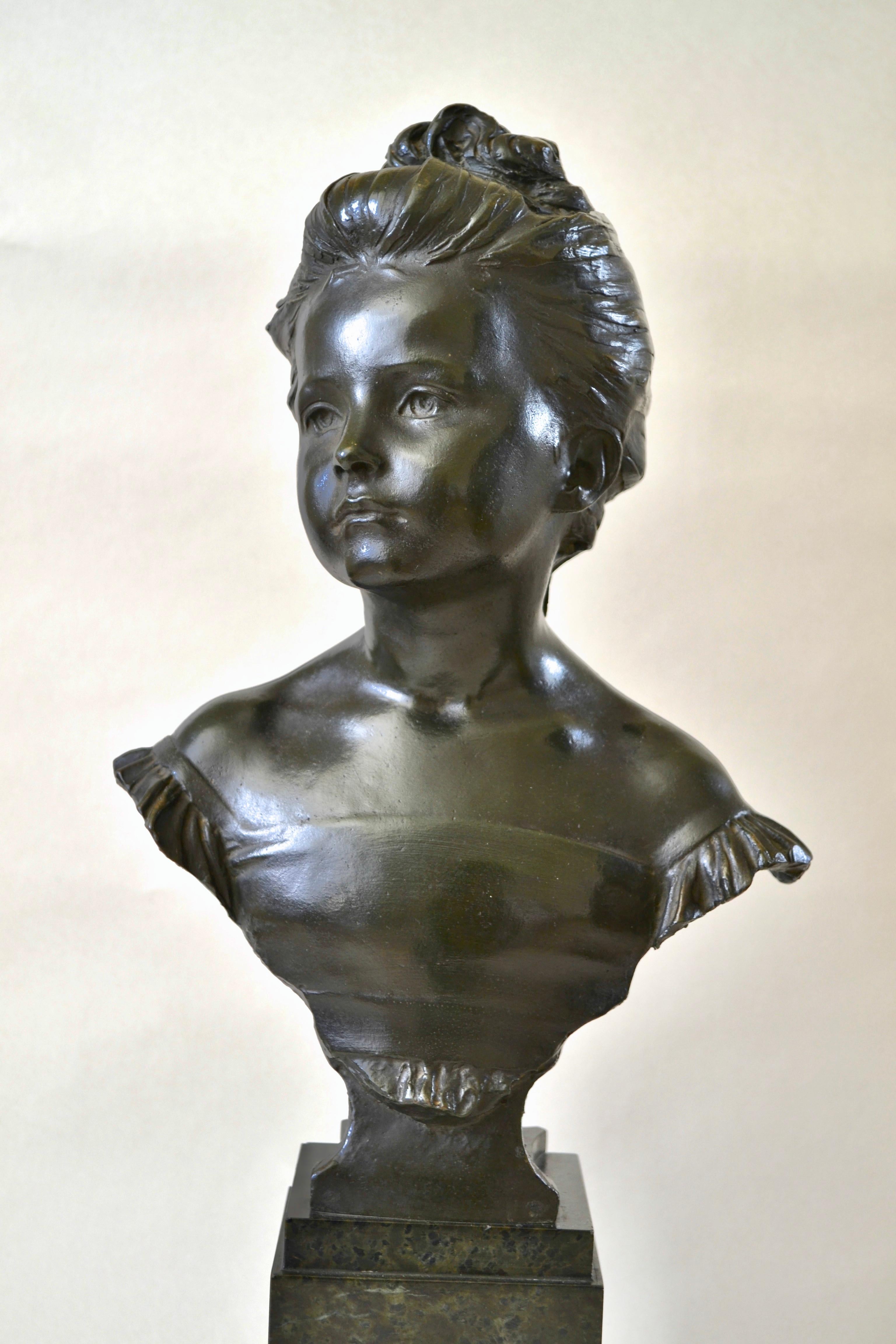 The Age of Innocence - New Sculpture bronze bust by Alfred Drury For Sale 1