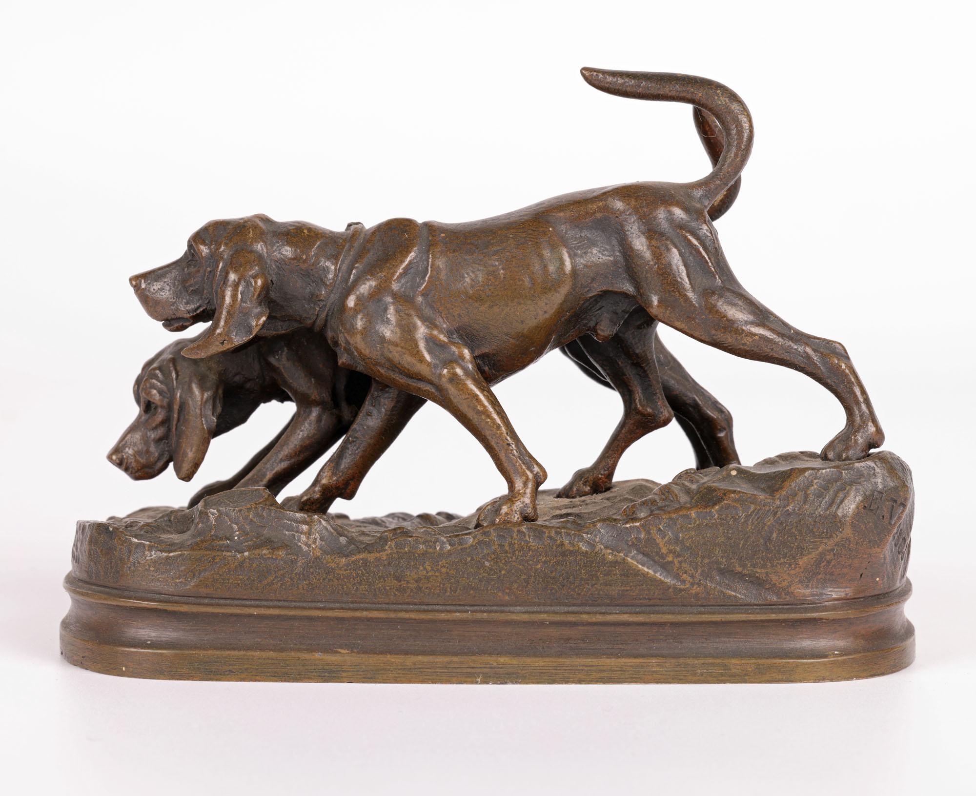 Alfred Dubucand French Bronze Hunting Dog Sculpture For Sale 3