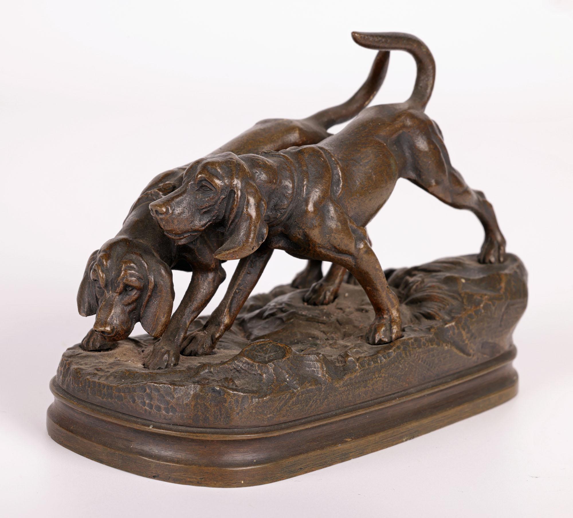 Alfred Dubucand French Bronze Hunting Dog Sculpture For Sale 11