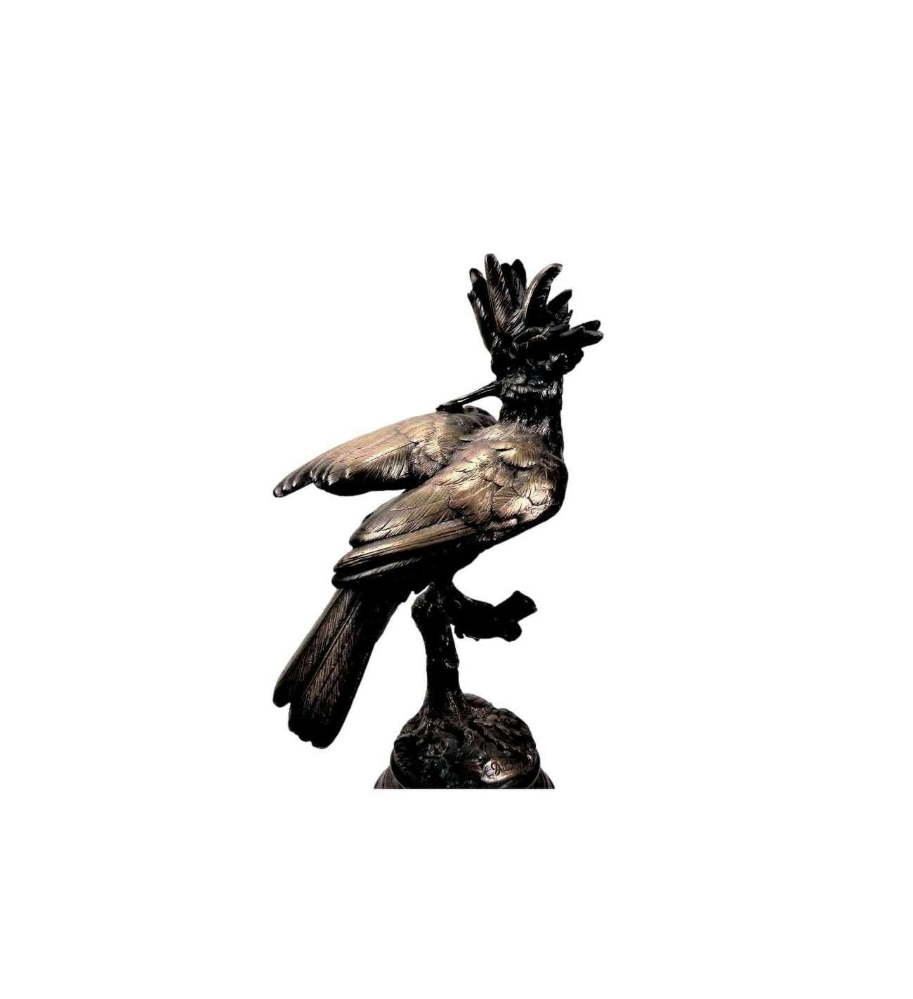 Fonte en bronze, Huppe arrangeant ses plumes par Alfred Dubucand  (1828-1894) en vente 1