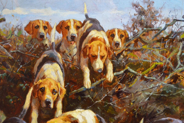 Alfred Duke 19th Century landscape sporting oil painting of dogs