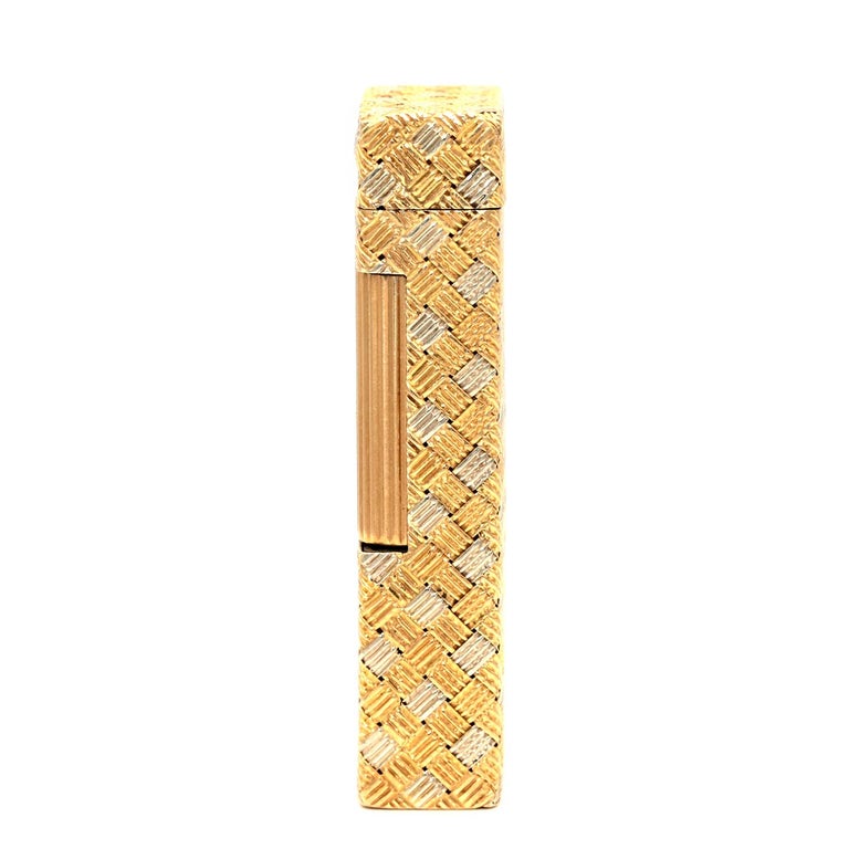 Alfred Dunhill 18 Karat Yellow White Gold Weave Lighter For Sale at 1stDibs