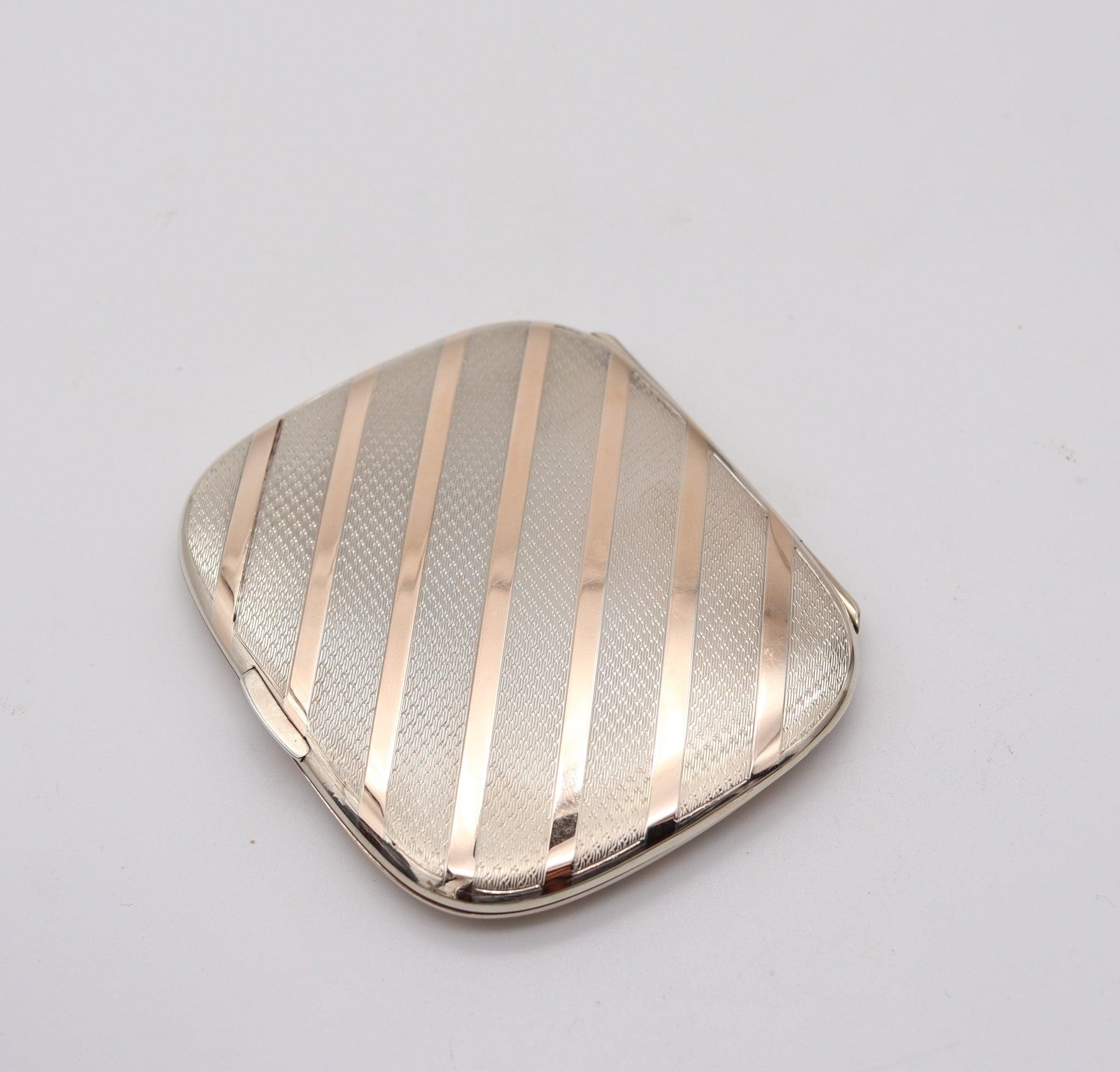 ALFRED DUNHILL 1921-28 Art Deco Pocket Box In Gold & .925 Sterling Silver For Sale 5