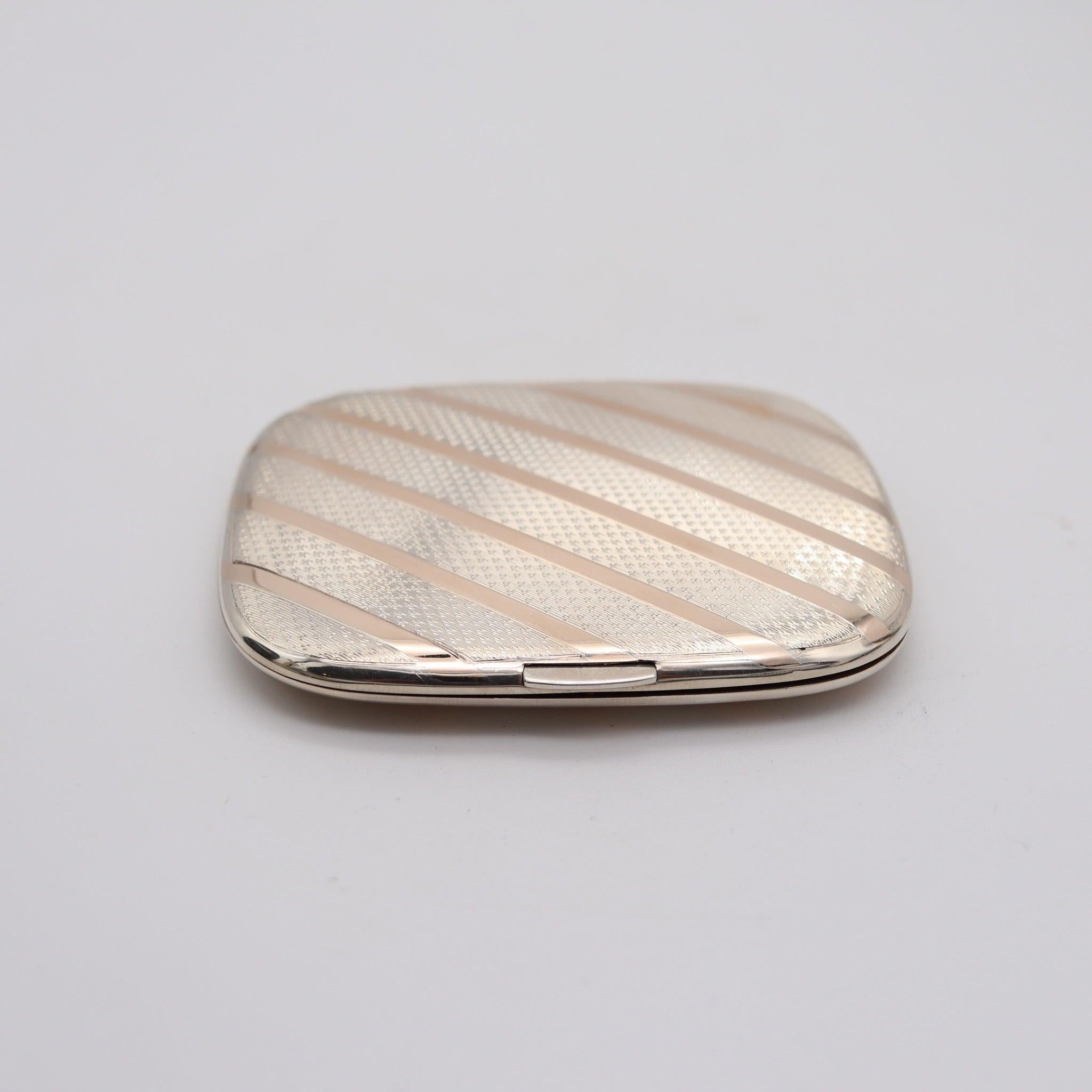 English ALFRED DUNHILL 1921-28 Art Deco Pocket Box In Gold & .925 Sterling Silver For Sale