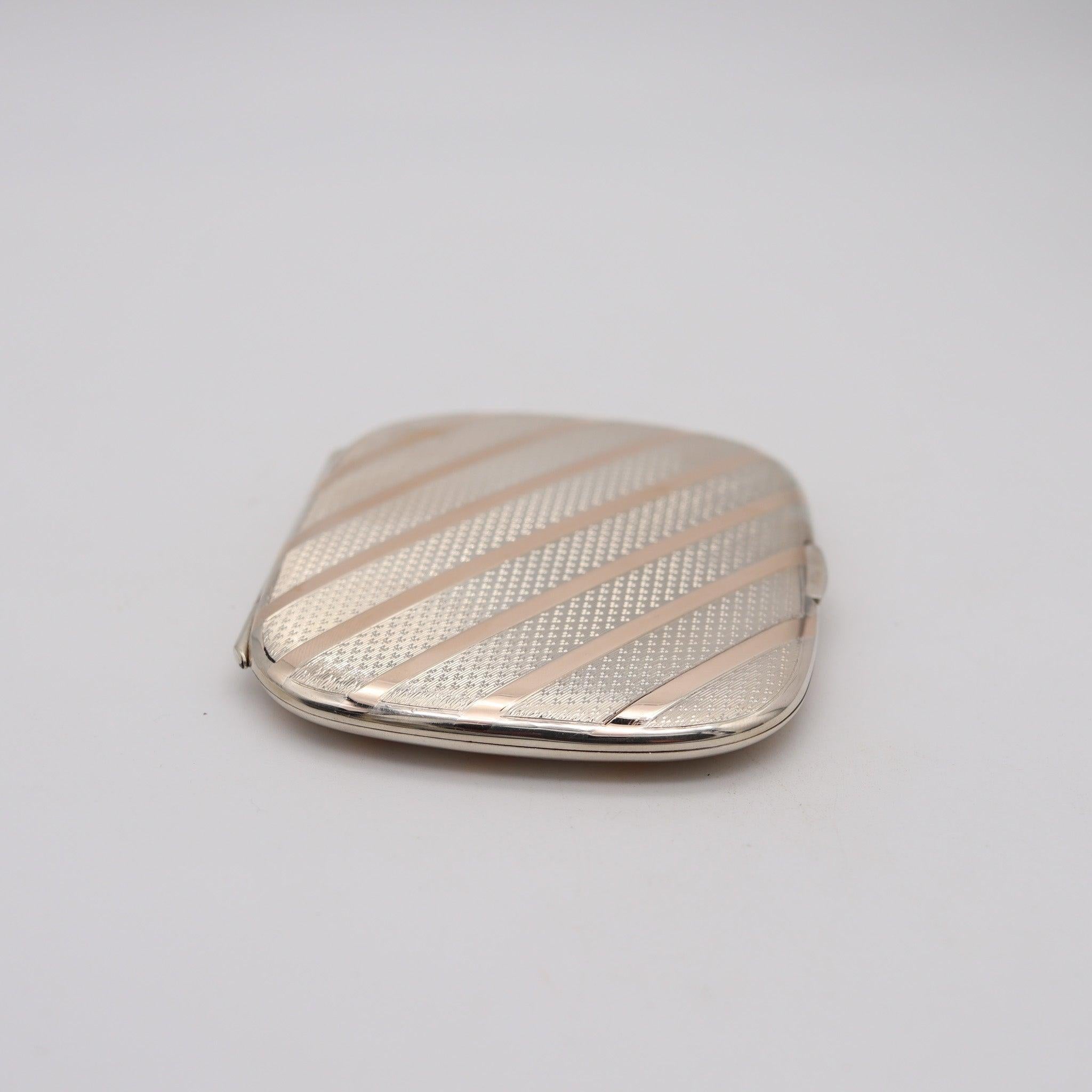 Gilt ALFRED DUNHILL 1921-28 Art Deco Pocket Box In Gold & .925 Sterling Silver For Sale