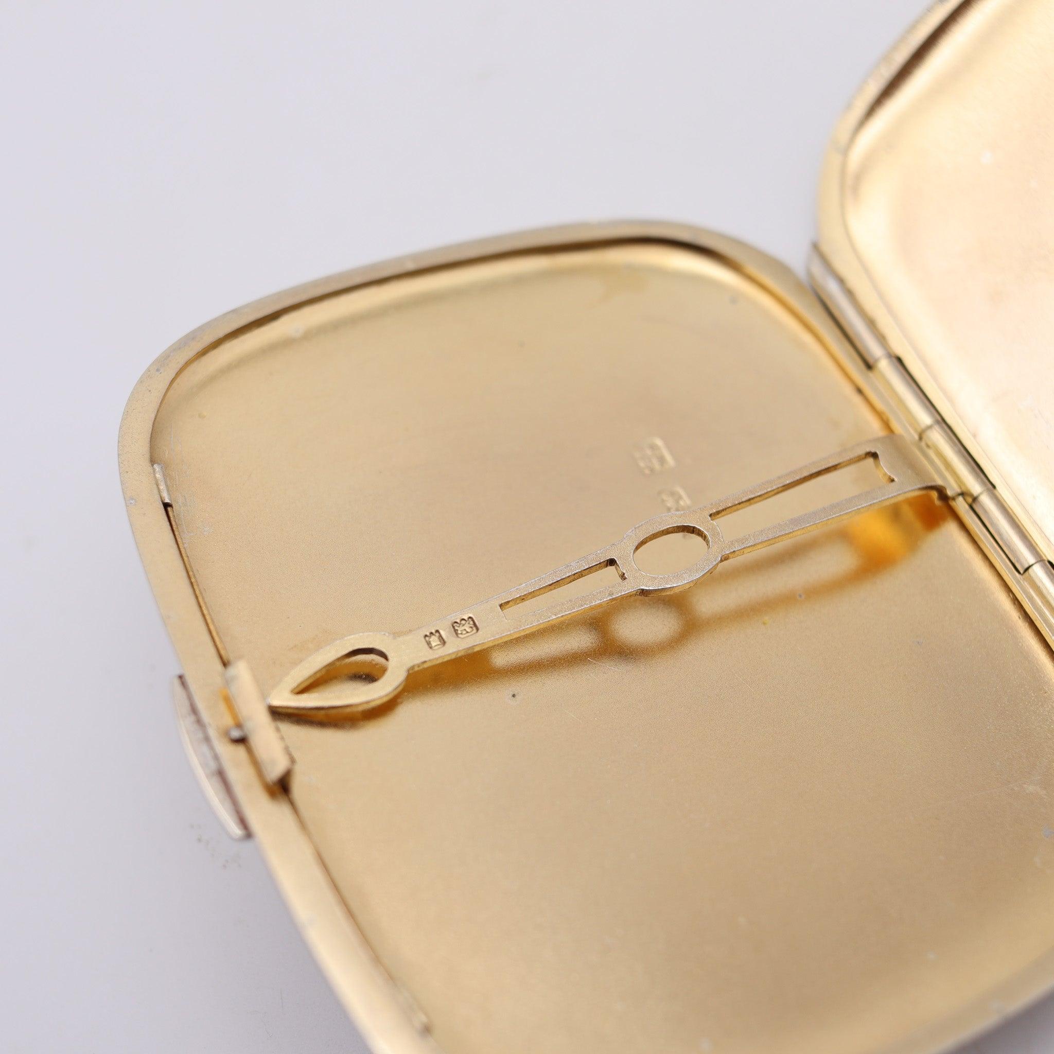 ALFRED DUNHILL 1921-28 Art Deco Pocket Box In Gold & .925 Sterling Silver For Sale 1