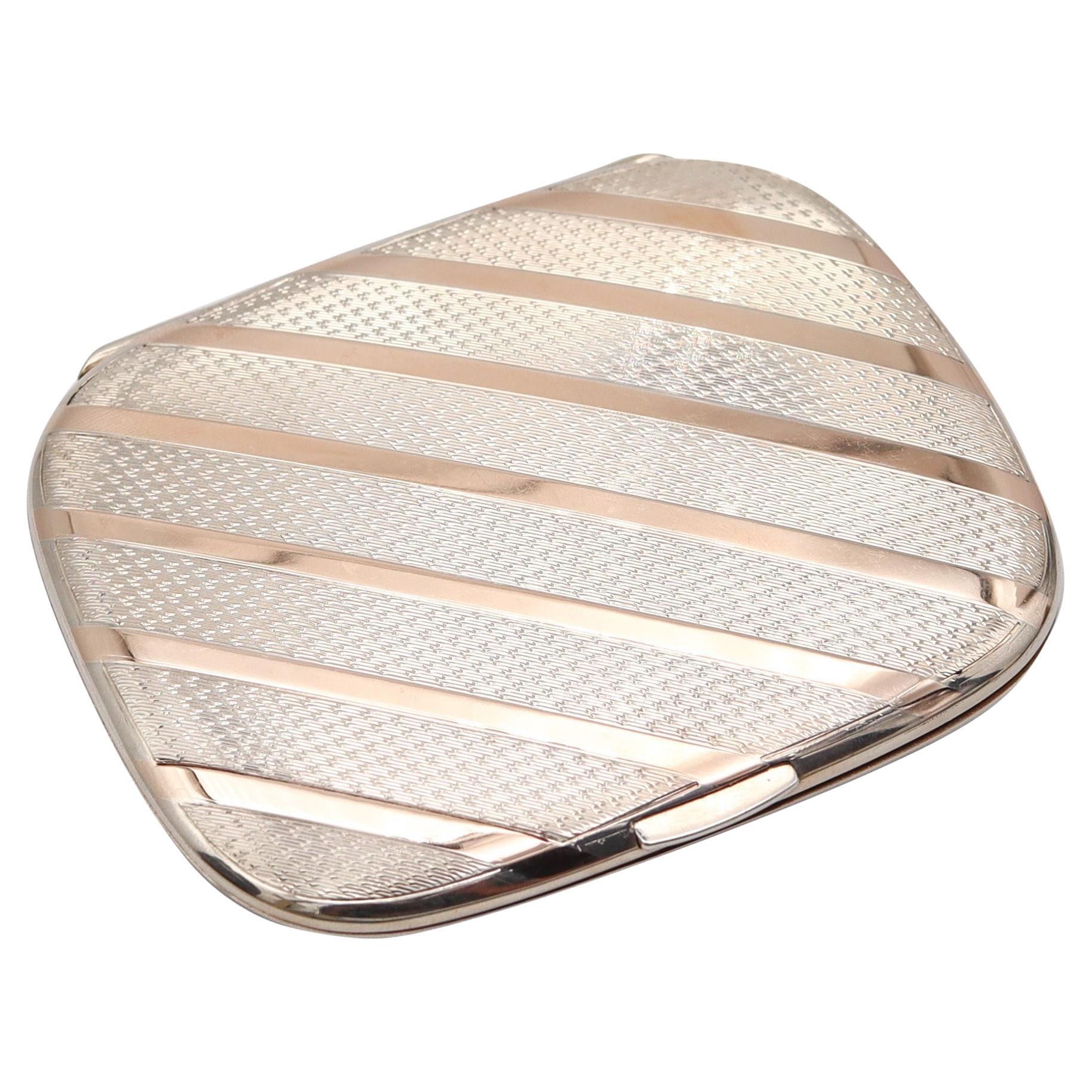 ALFRED DUNHILL 1921-28 Art Deco Pocket Box In Gold & .925 Sterling Silver For Sale
