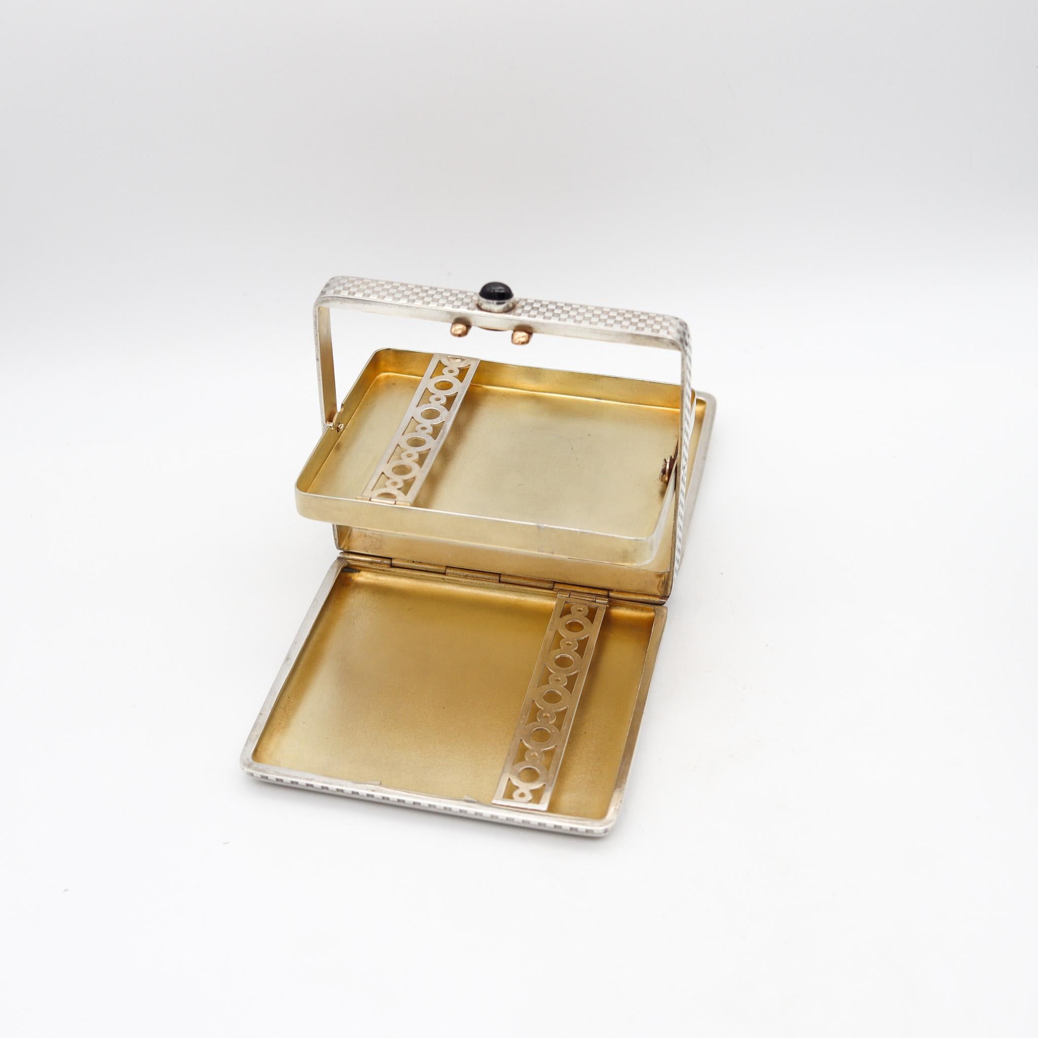 Alfred Dunhill 1928 Art Deco Pocket-Desk Tripled Fold Box In 925 Sterling Silver 5