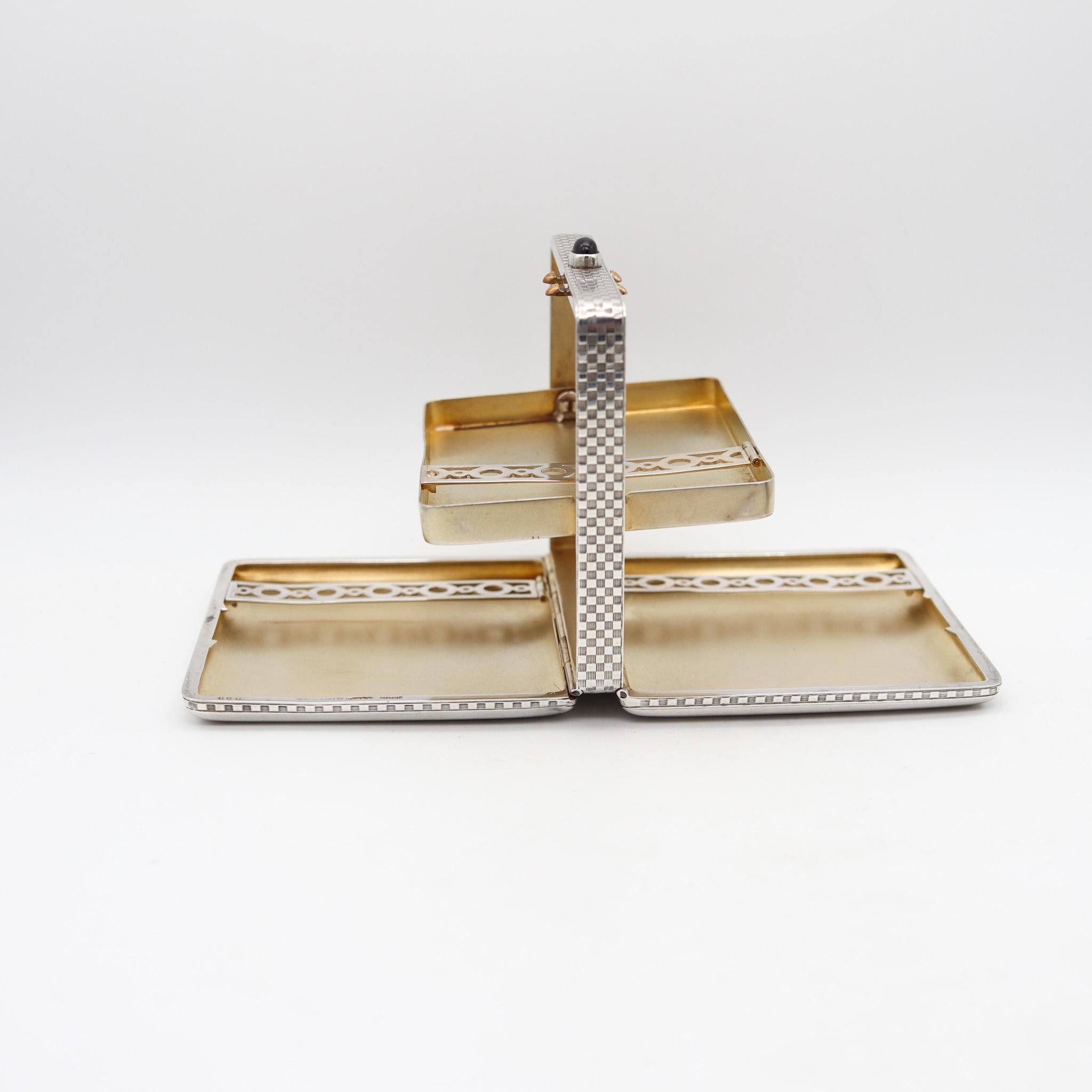 Alfred Dunhill 1928 Art Deco Pocket-Desk Tripled Fold Box In 925 Sterling Silver 7