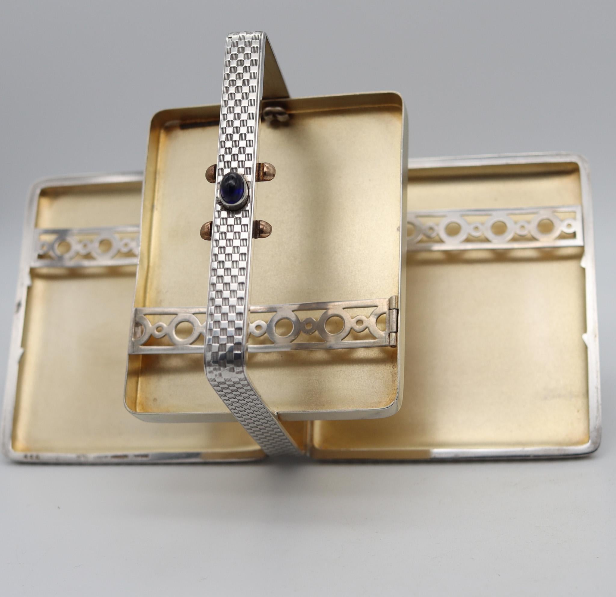 Alfred Dunhill 1928 Art Deco Pocket-Desk Tripled Fold Box In 925 Sterling Silver 8