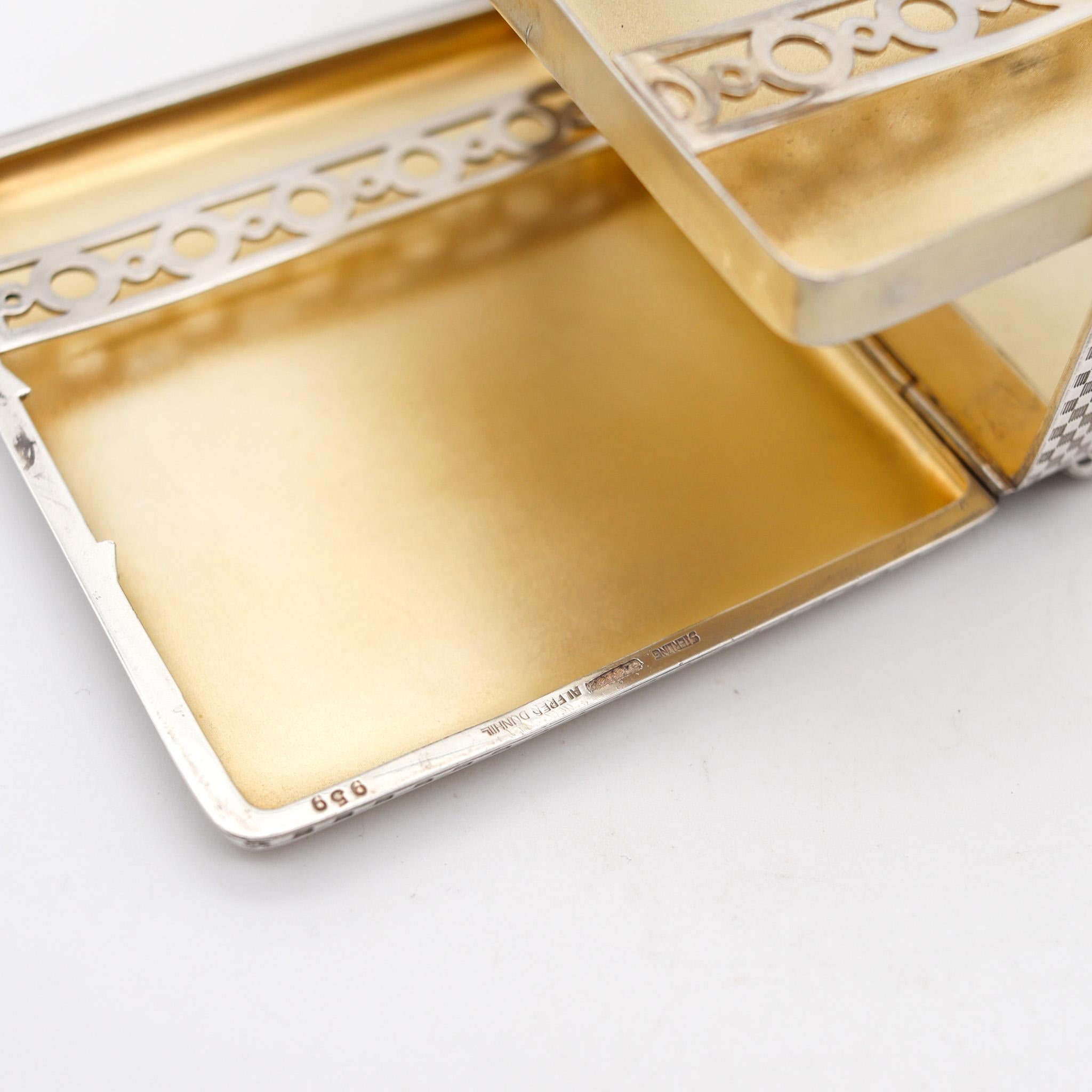 Alfred Dunhill 1928 Art Deco Pocket-Desk Tripled Fold Box In 925 Sterling Silver In Excellent Condition In Miami, FL