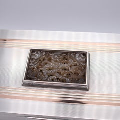 Alfred Dunhill 1929 London Art Deco Box .925 Sterling 18Kt Gold And Ancient Jade