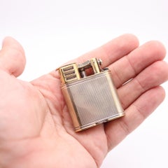 ALFRED DUNHILL 1930 England Art Deco Unique Sport Pocket Petrol Lighter Silver