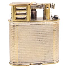ALFRED DUNHILL 1930 England Art Deco Unique Sport Pocket Petrol Lighter Silver