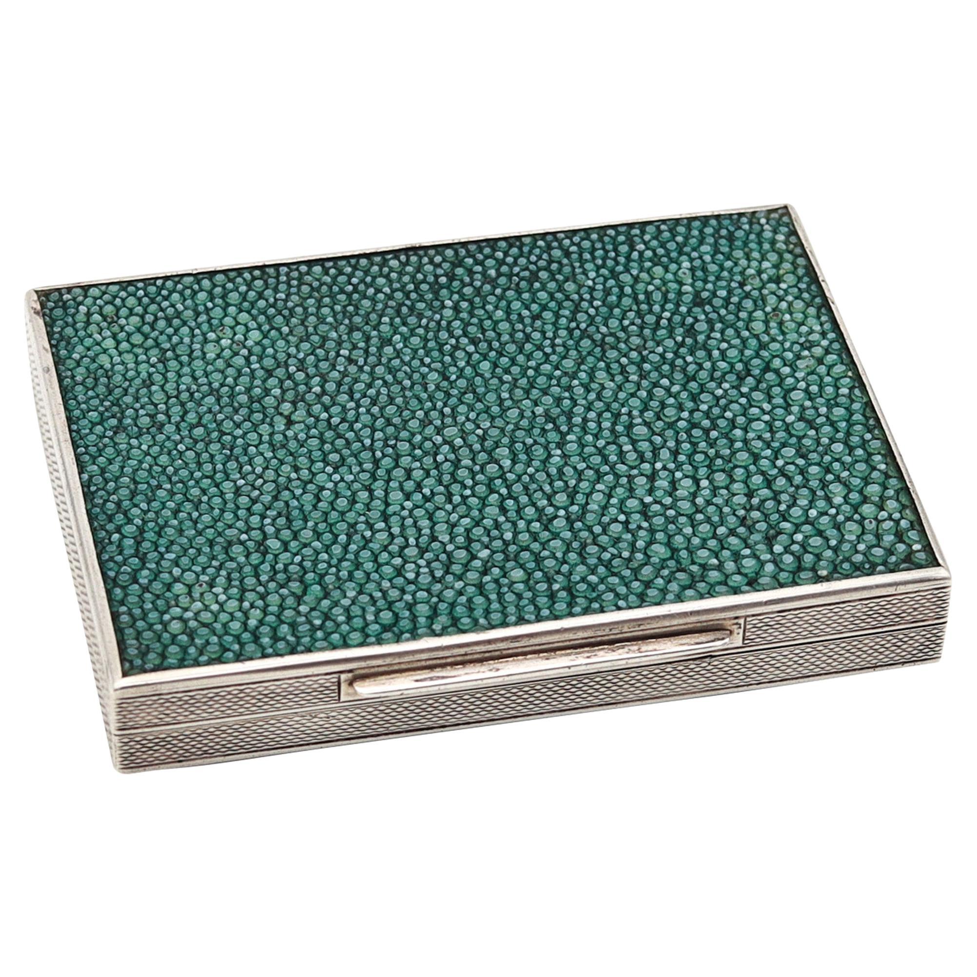 Alfred Dunhill 1940 London Rectangular Box Case In .925 Sterling And Shagreen