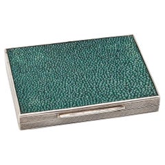 Vintage Alfred Dunhill 1940 London Rectangular Box Case In .925 Sterling And Shagreen