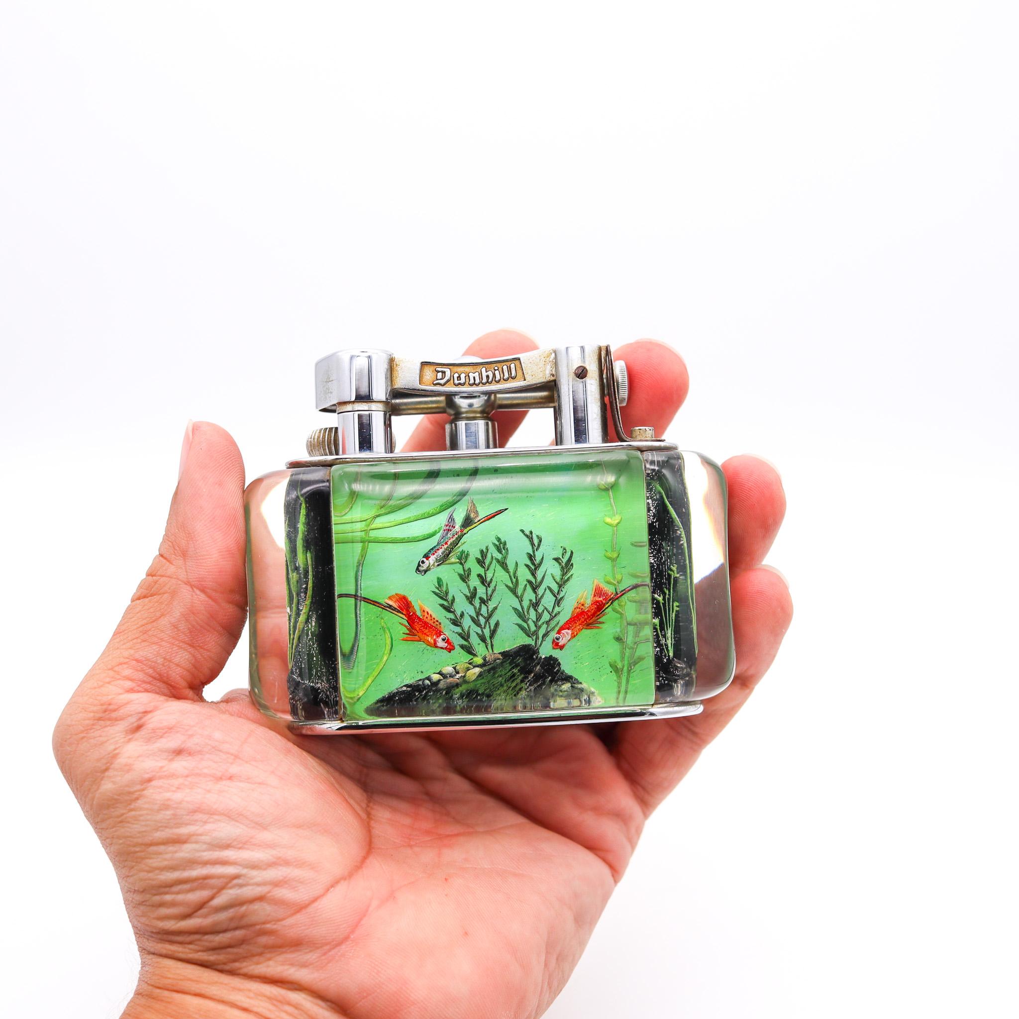 Mid-20th Century Alfred Dunhill 1949 Standard Aquarium Lift Arm Petrol Lighter In Perspex Lucite  For Sale