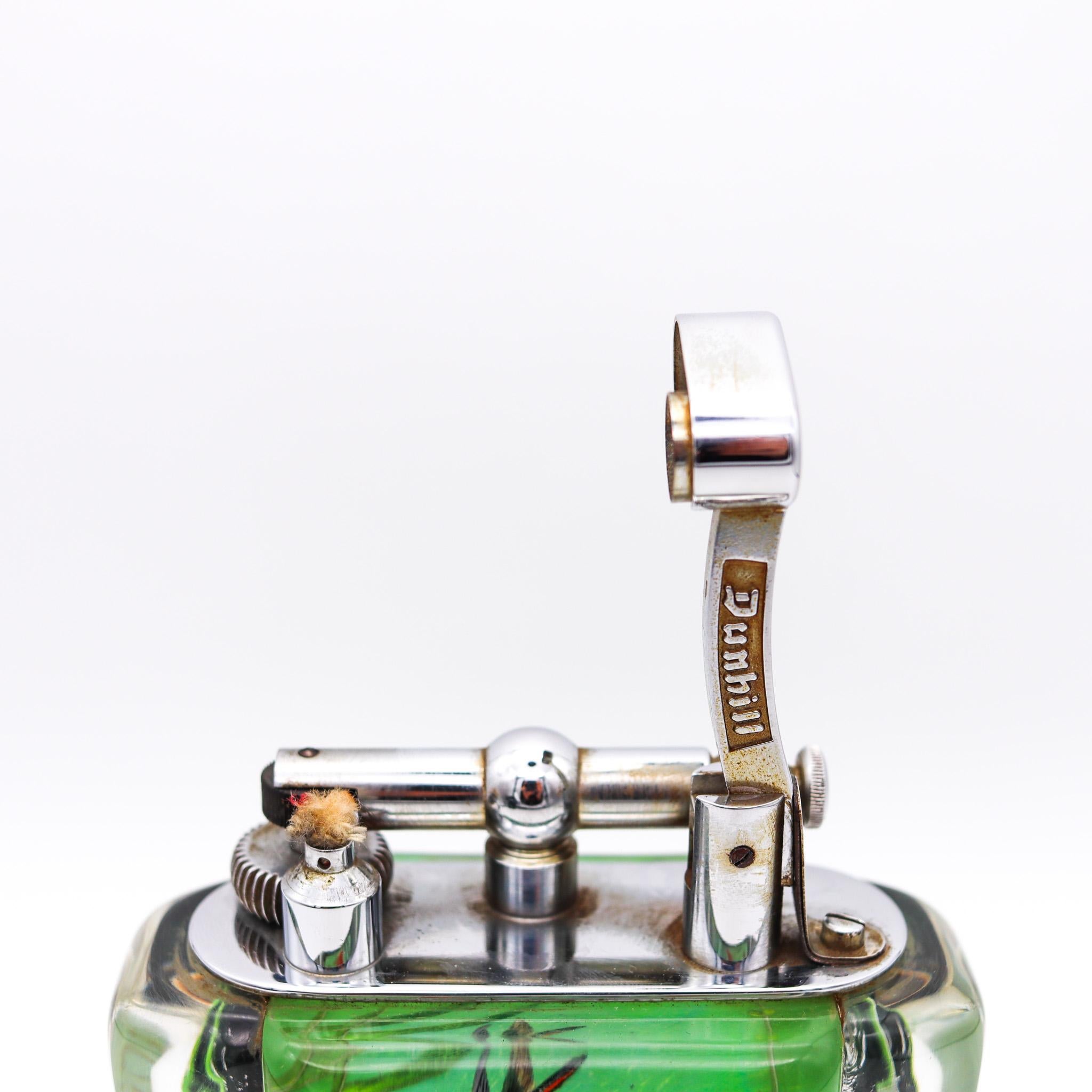 Mid-Century Modern Alfred Dunhill 1949 Standard Aquarium Lift Arm Petrol Lighter In Perspex Lucite  For Sale