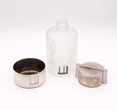 ALFRED DUNHILL 1986 London Perfume Bottle In Frosted Glass & 925 Sterling Silver