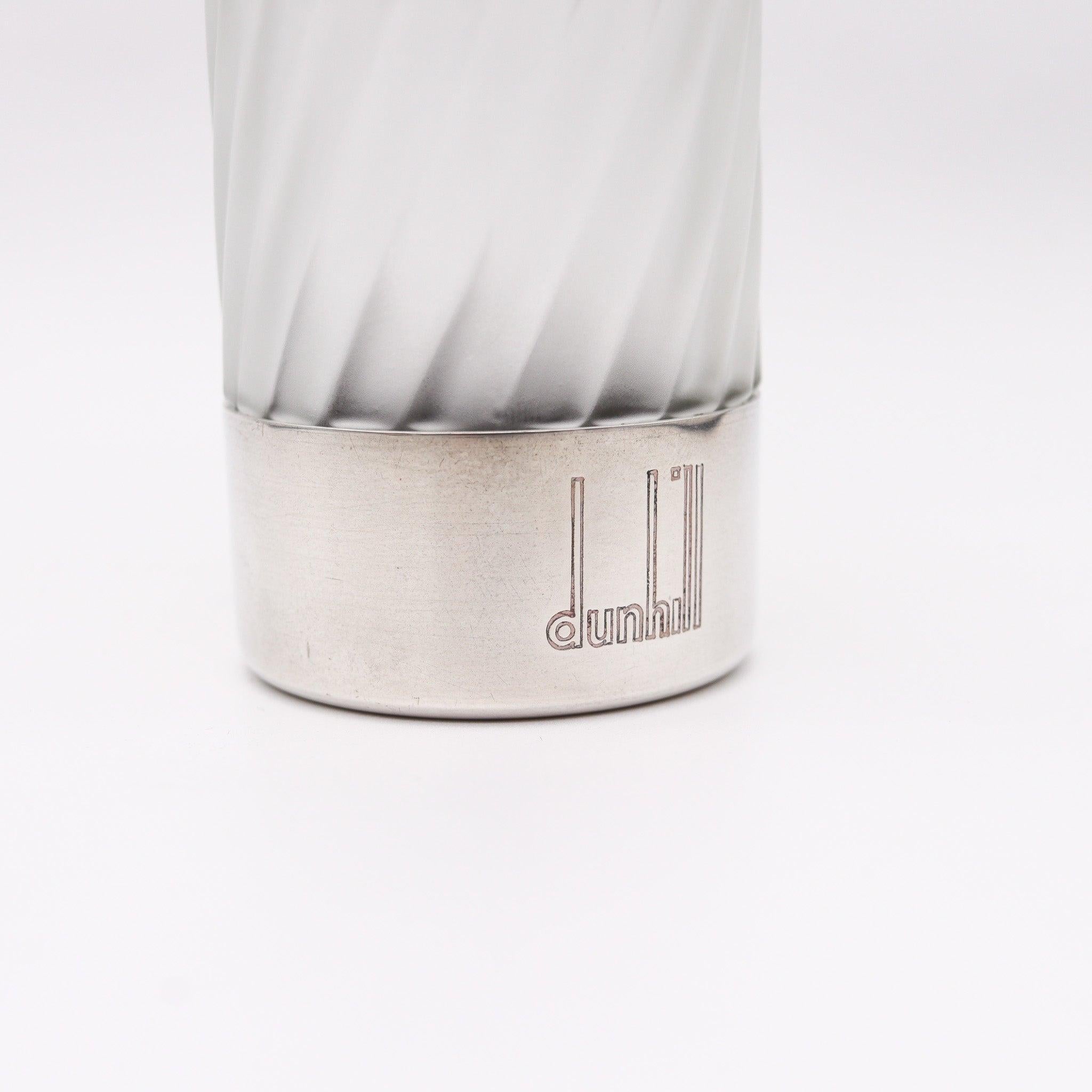 Modern ALFRED DUNHILL 1986 London Perfume Bottle In Frosted Glass & 925 Sterling Silver For Sale