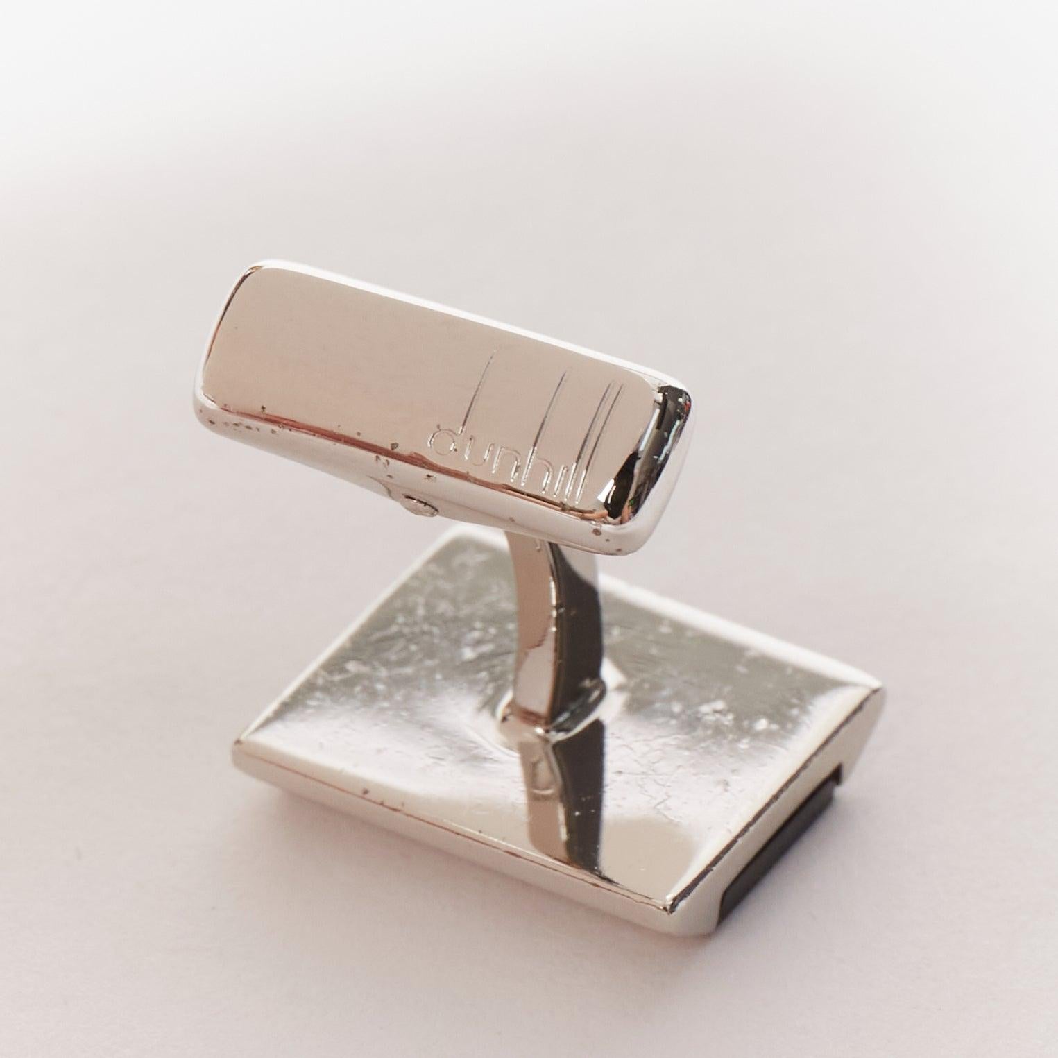 ALFRED DUNHILL 925 steel holographic mosaic tile split logo cufflinks In Good Condition For Sale In Hong Kong, NT
