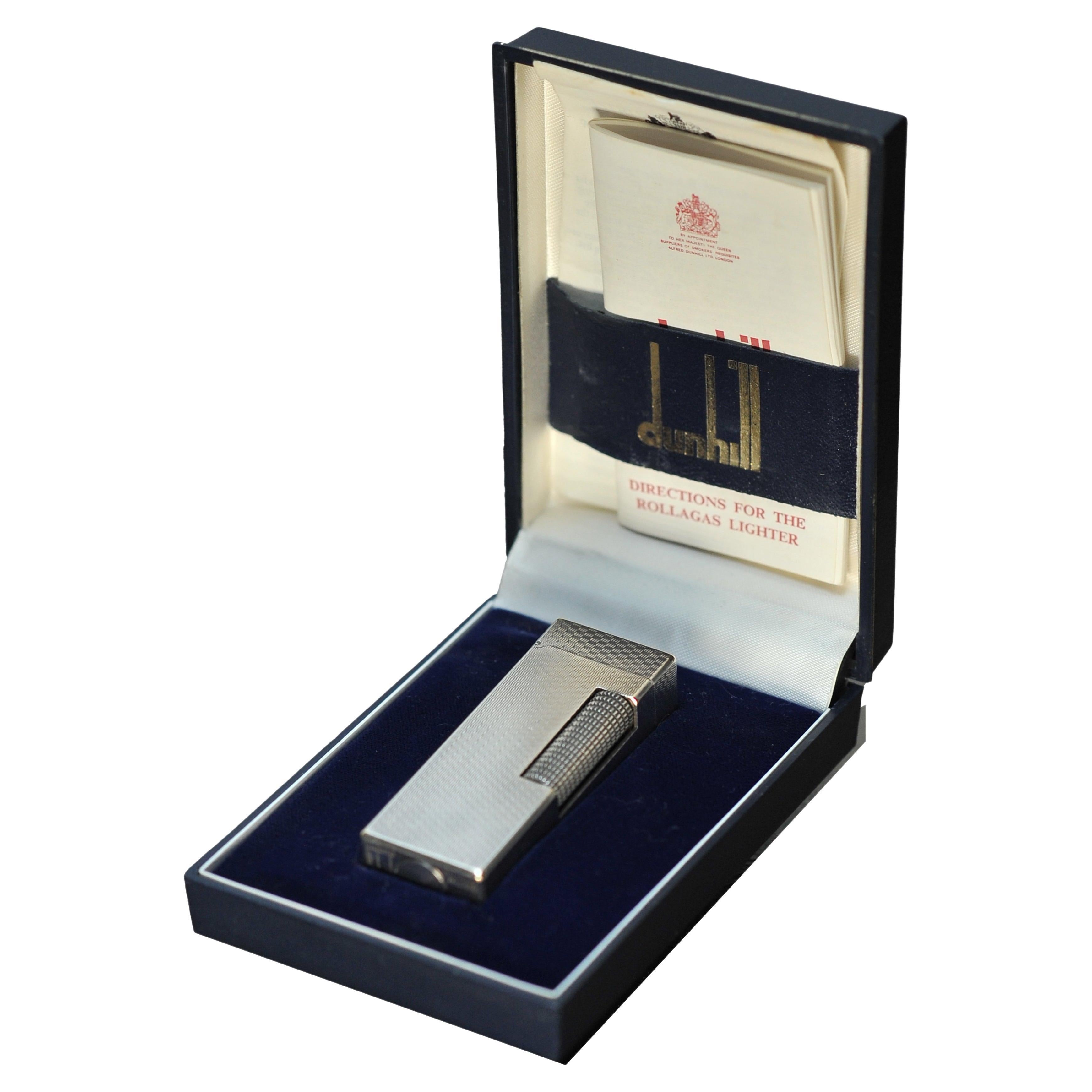Alfred Dunhill, gedrechselter Rollagas-Zigarettenfeuerzeug mit Dunhill-Schachtel