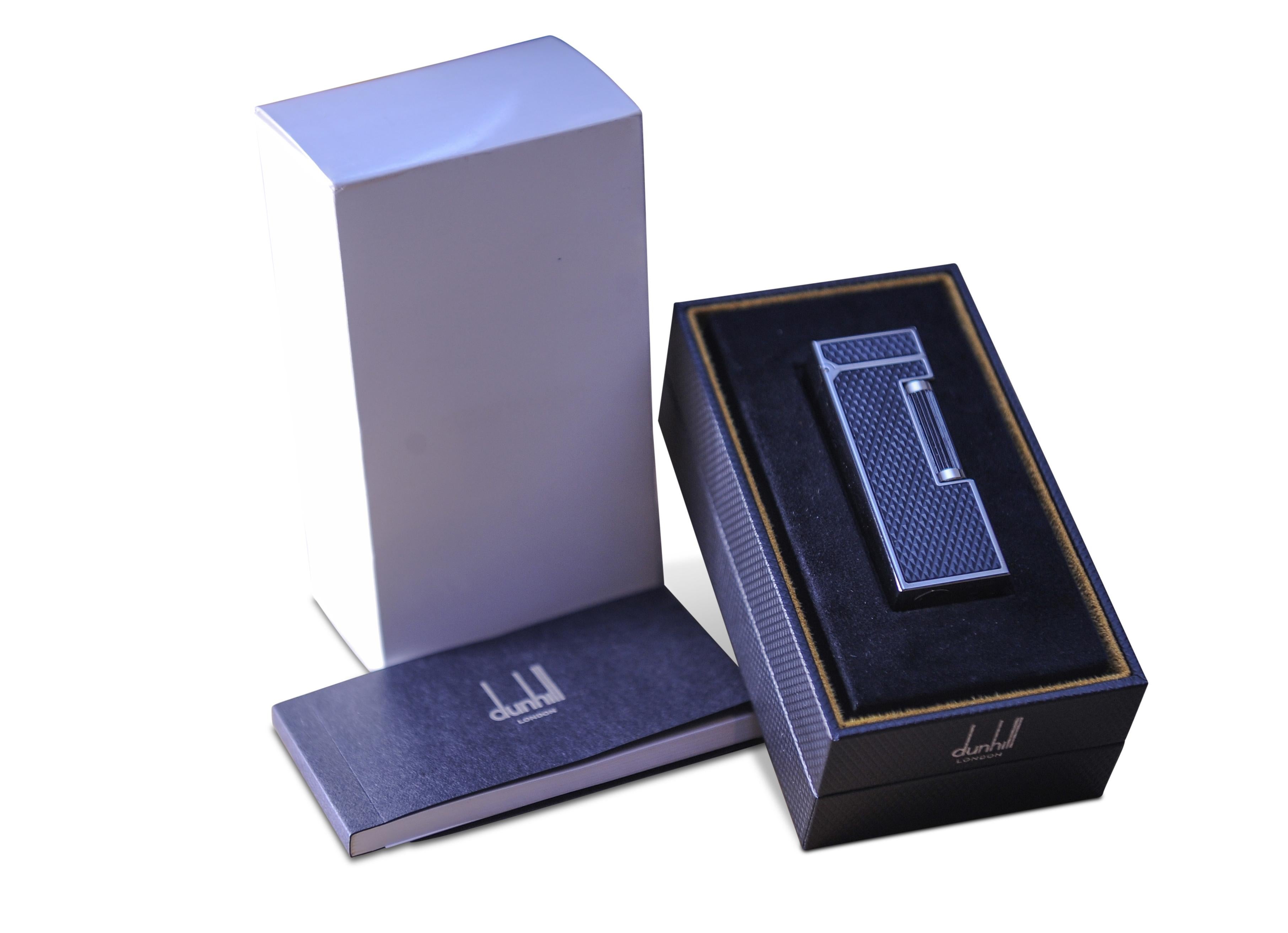 Brass Alfred Dunhill Carbon Fibre Palladium Plated Rollagas Cigarette Lighter