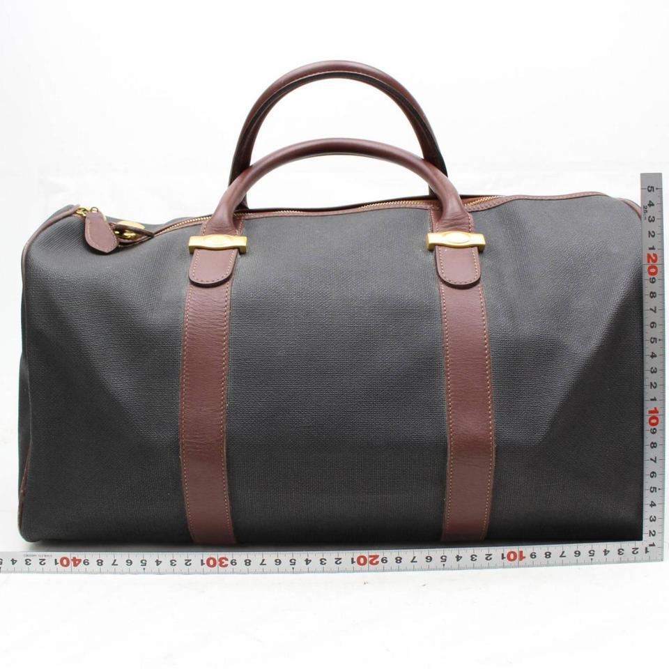 Alfred Dunhill Duffle Dark Chocolate Boston 865953 Brown Canvas Weekend/Travel  In Good Condition In Dix hills, NY