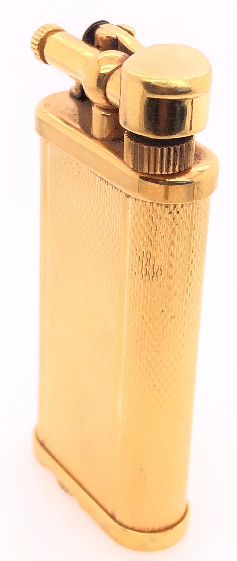 Alfred Dunhill Gold Plate Barley Design Unique Butane Table Lighter at