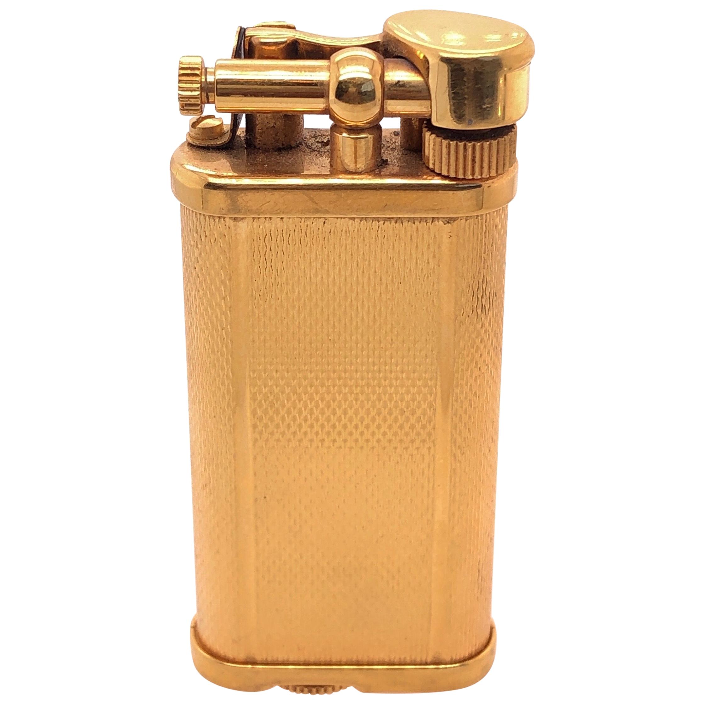 Alfred Dunhill Gold Plate Barley Design Unique Butane Table Lighter