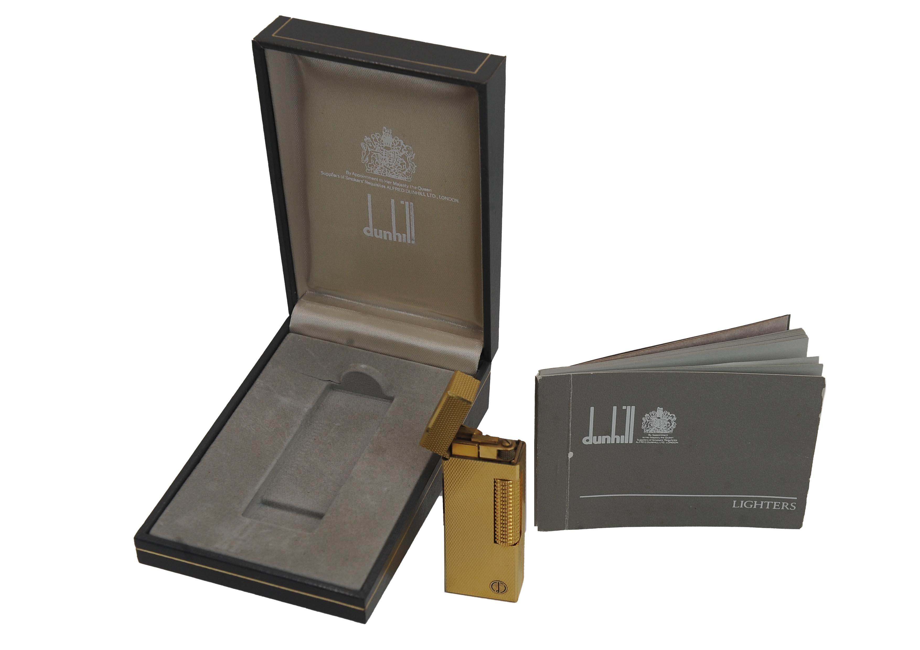 Accendino RollGas placcato oro di Alfred Dunhill con scatola e documenti