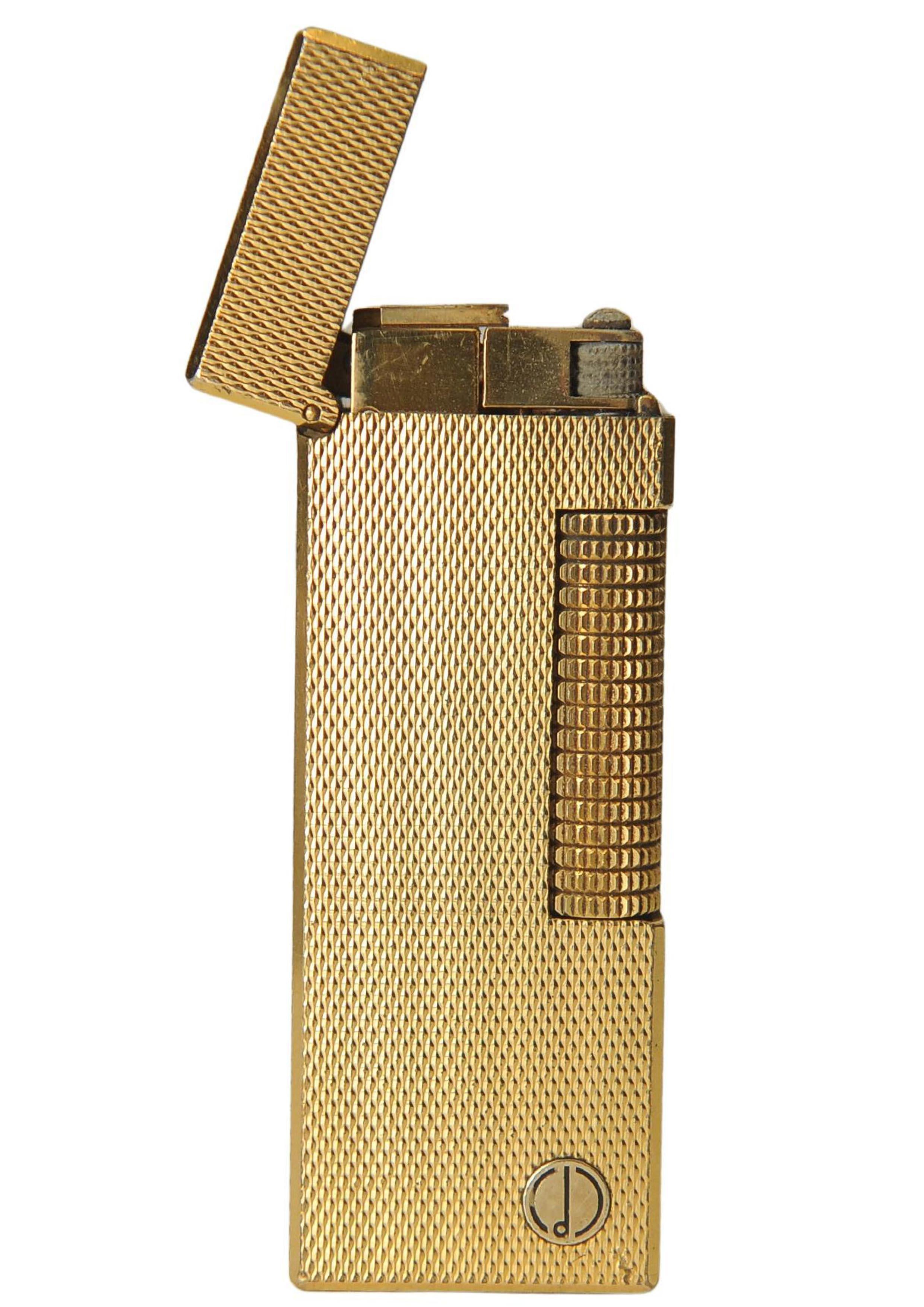 Late 20th Century Alfred Dunhill Gold Plated RollGas Cigarette Lighter with Box and Papers For Sale