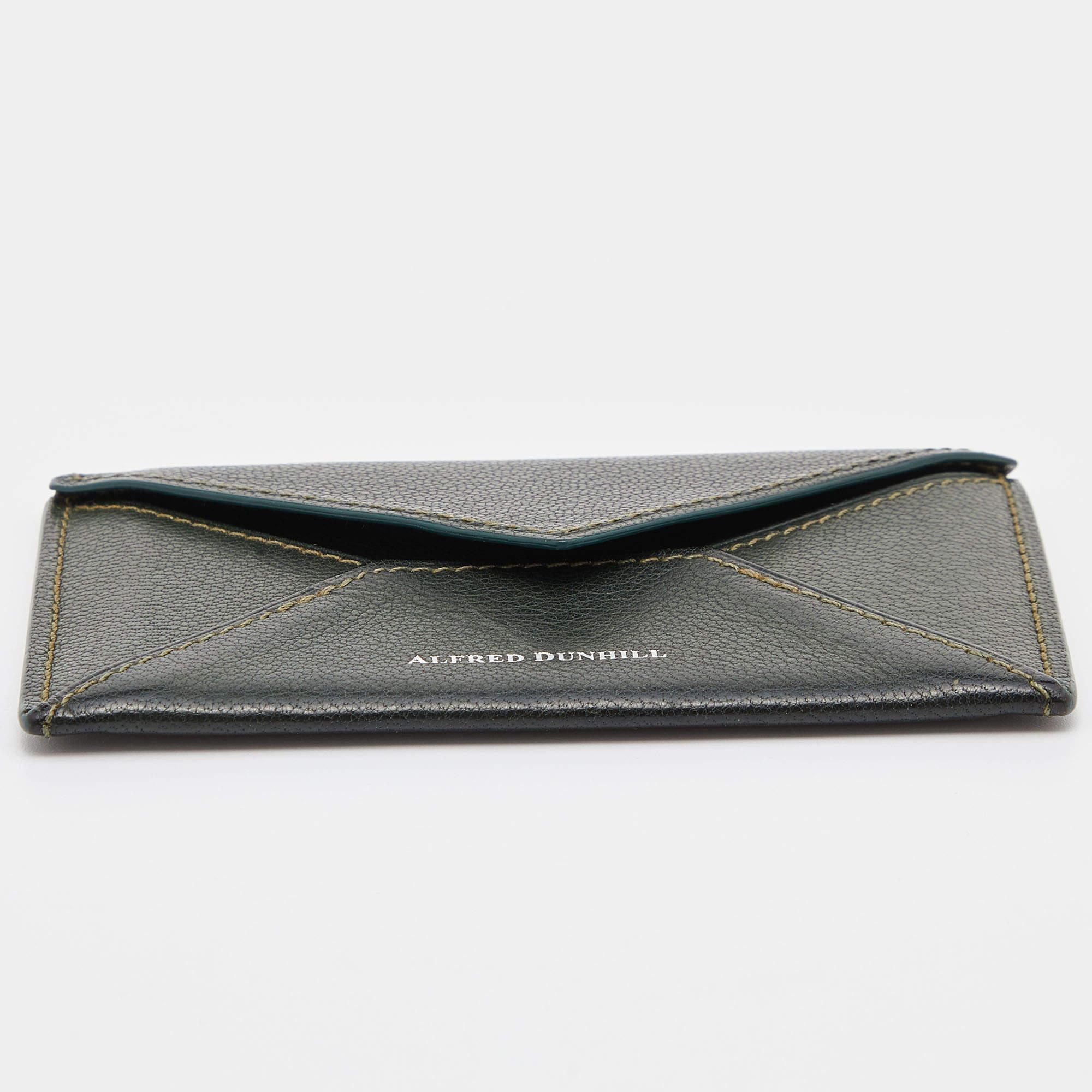 Alfred Dunhill Green Leather Flap Card Case For Sale 2