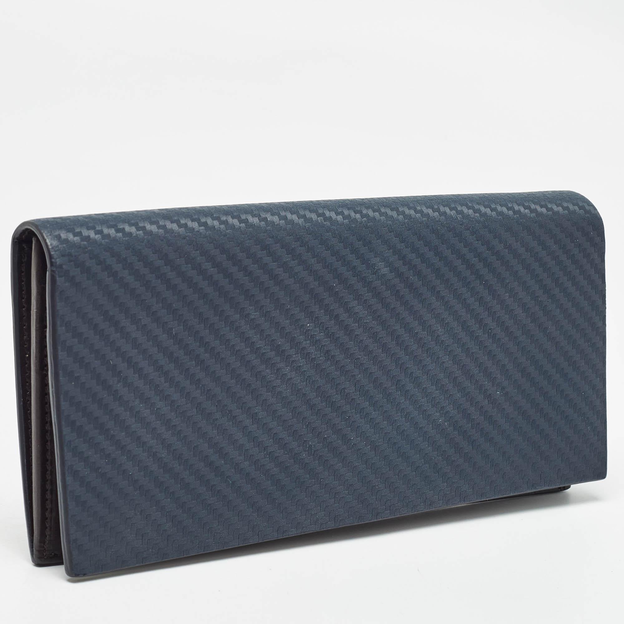 Alfred Dunhill Navy Blue Leather Long Bifold Wallet For Sale 2