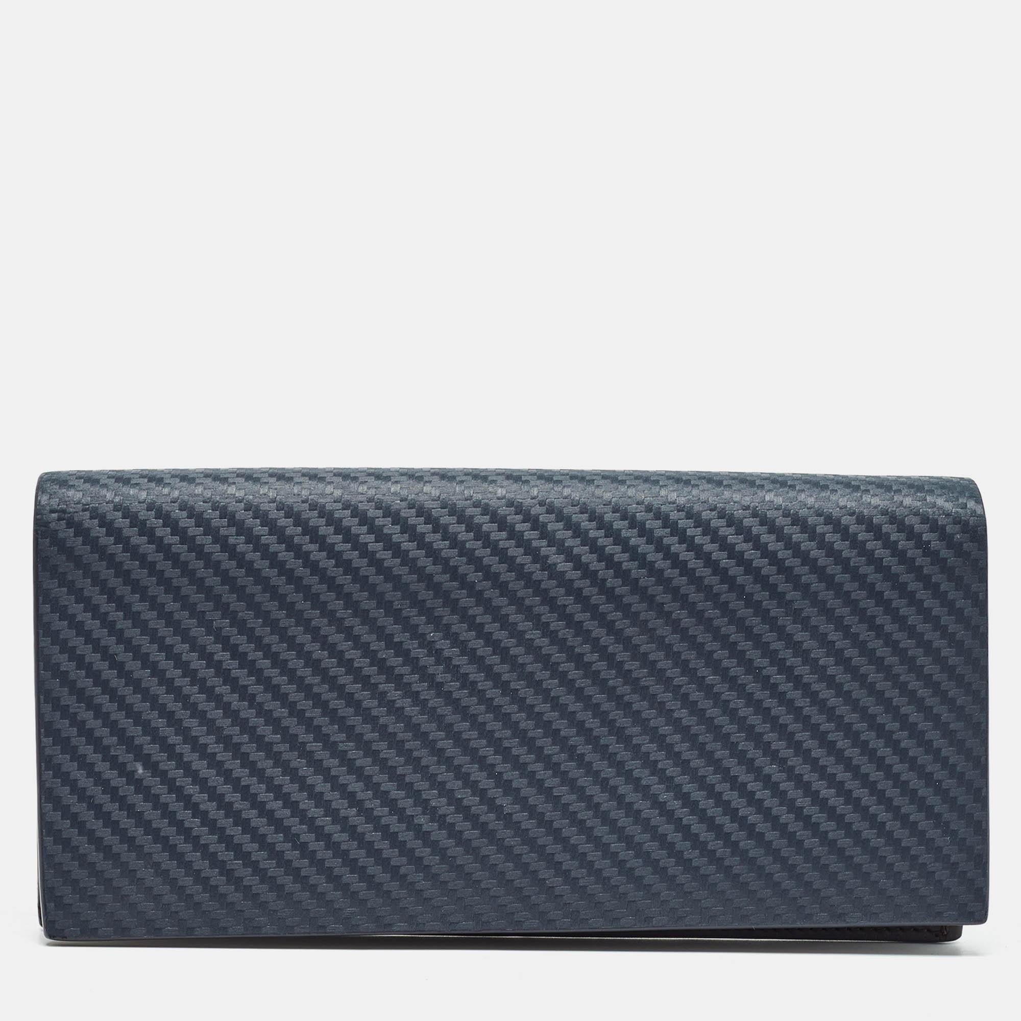 Alfred Dunhill Navy Blue Leather Long Bifold Wallet For Sale 3