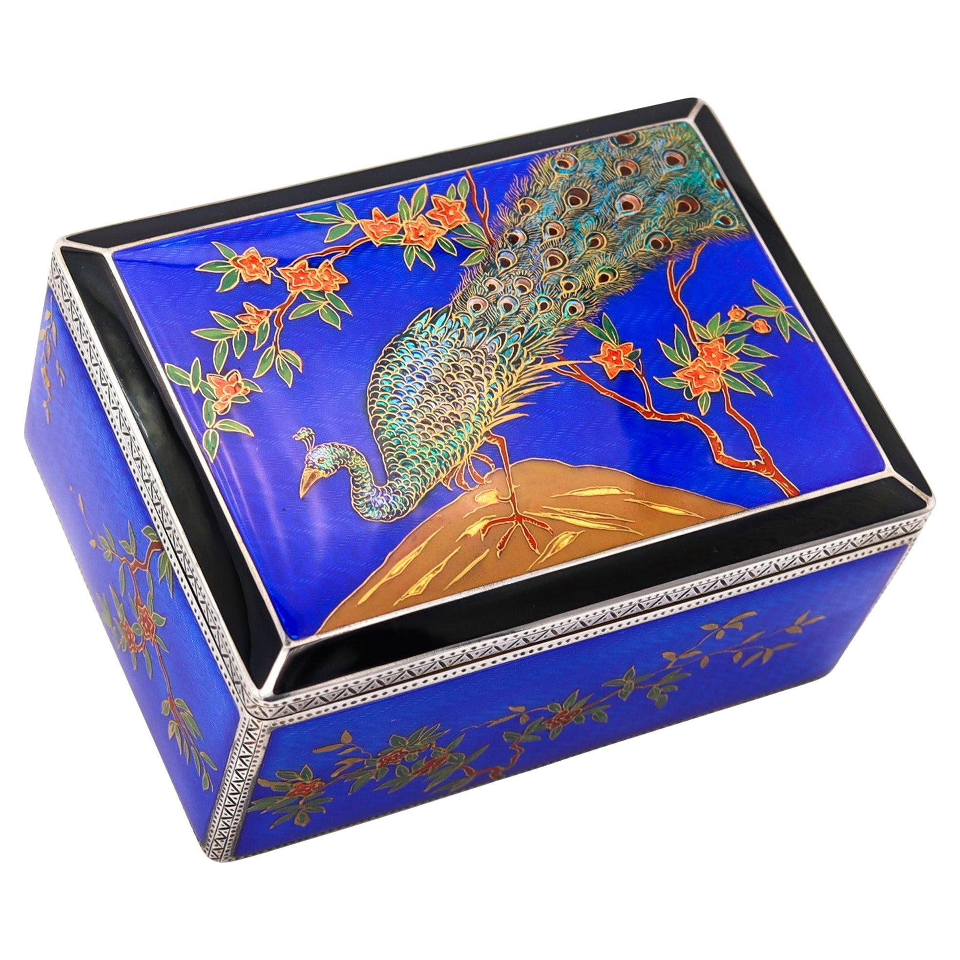 ALFRED DUNHILL París 1928 Louis Kuppenheim Esmaltado Japonismo Caja 935 Esterlina