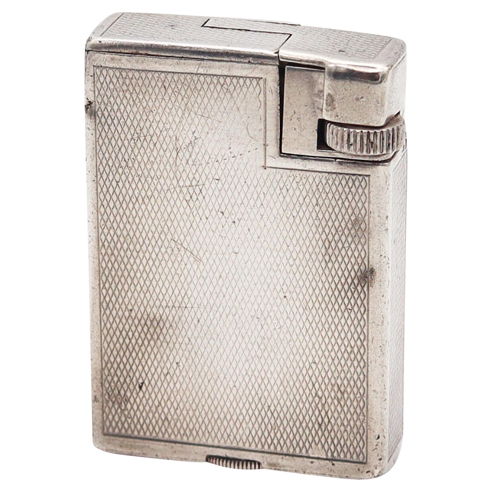 ALFRED DUNHILL Paris 1936 Art Deco Savory Petrol Pocket Lighter In .925 Sterling