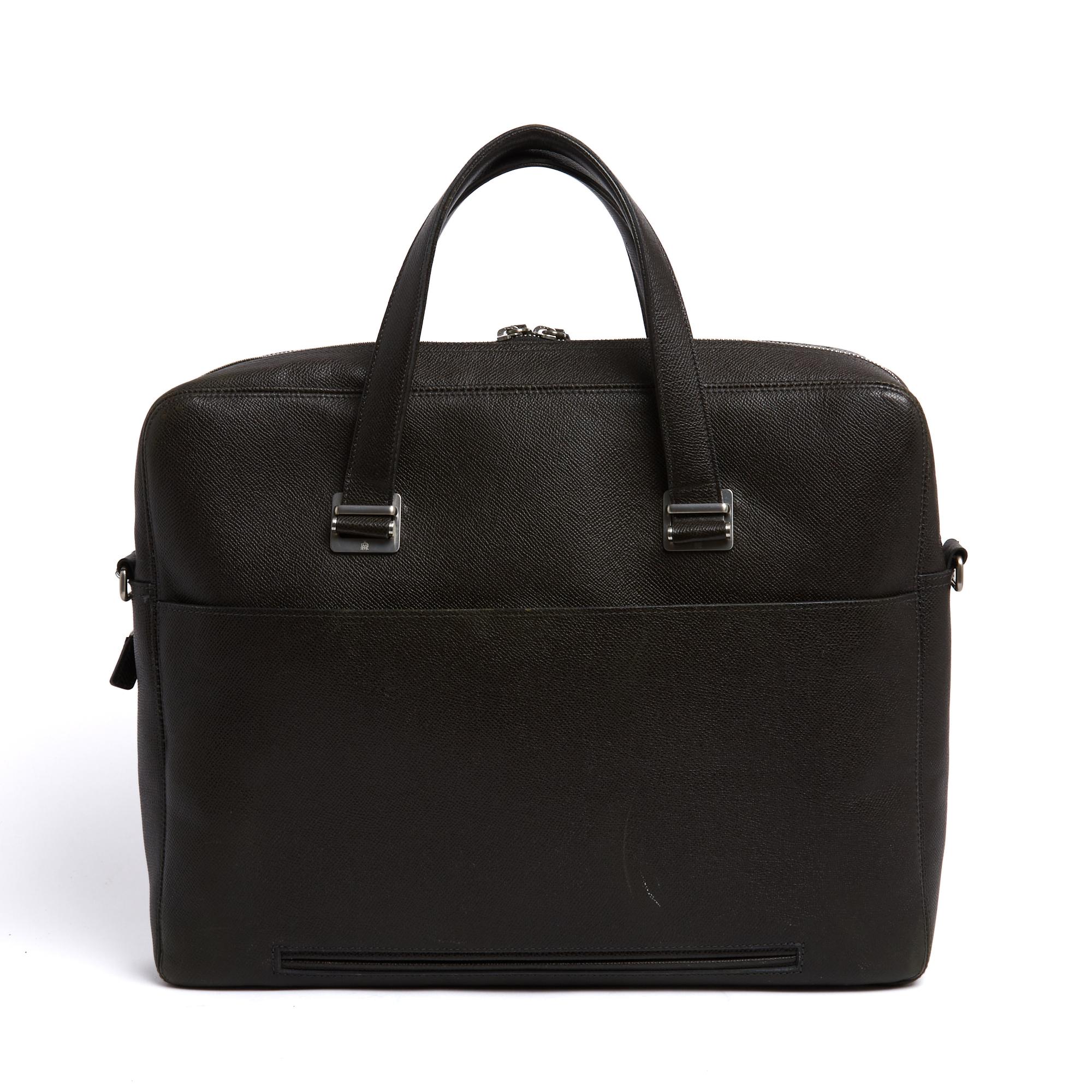 Alfred Dunhill Porte Document Cadogan Porte-documents en cuir vert foncé avec sangle Bon état - En vente à PARIS, FR