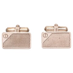 Alfred Dunhill Silver Cufflinks with Silver, Tone Hardware, 33396MSC