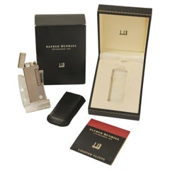 Alfred Dunhill Silver Plated Rollagas Cigarette Lighter With Leather Case, Box