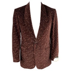 ALFRED DUNHILL Size 40 Regular Burgundy Print Cotton Velvet Sport Coat