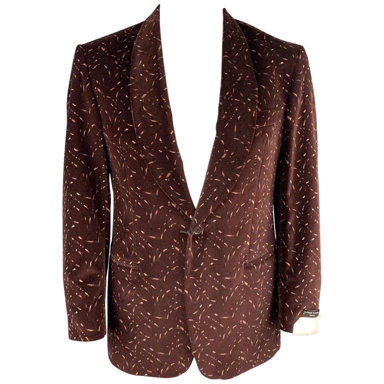 ALFRED DUNHILL Size 40 Regular Burgundy Print Cotton Velvet Sport Coat ...