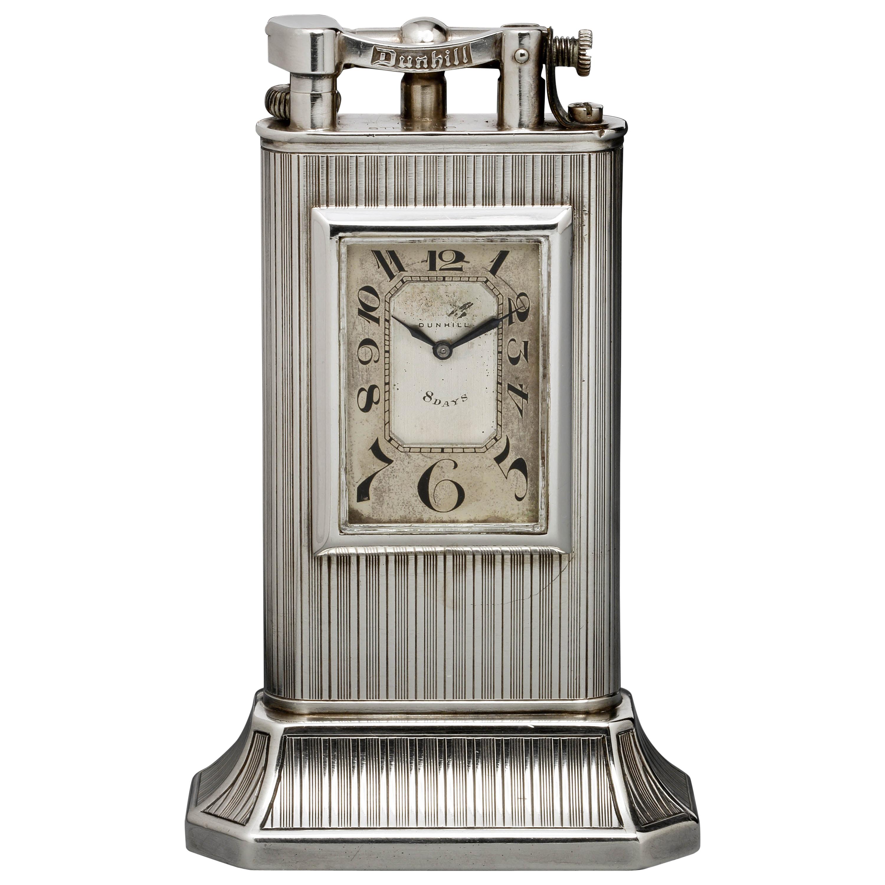 Alfred Dunhill Sterling Silver 'Club Clock' Lighter, 1929